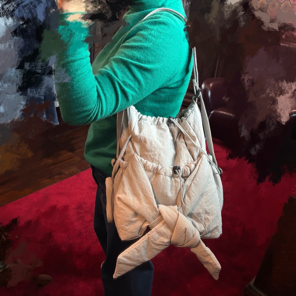 아떼바네사브루노 스몰 그레이 리본 숄더백 백팩 상품이미지3