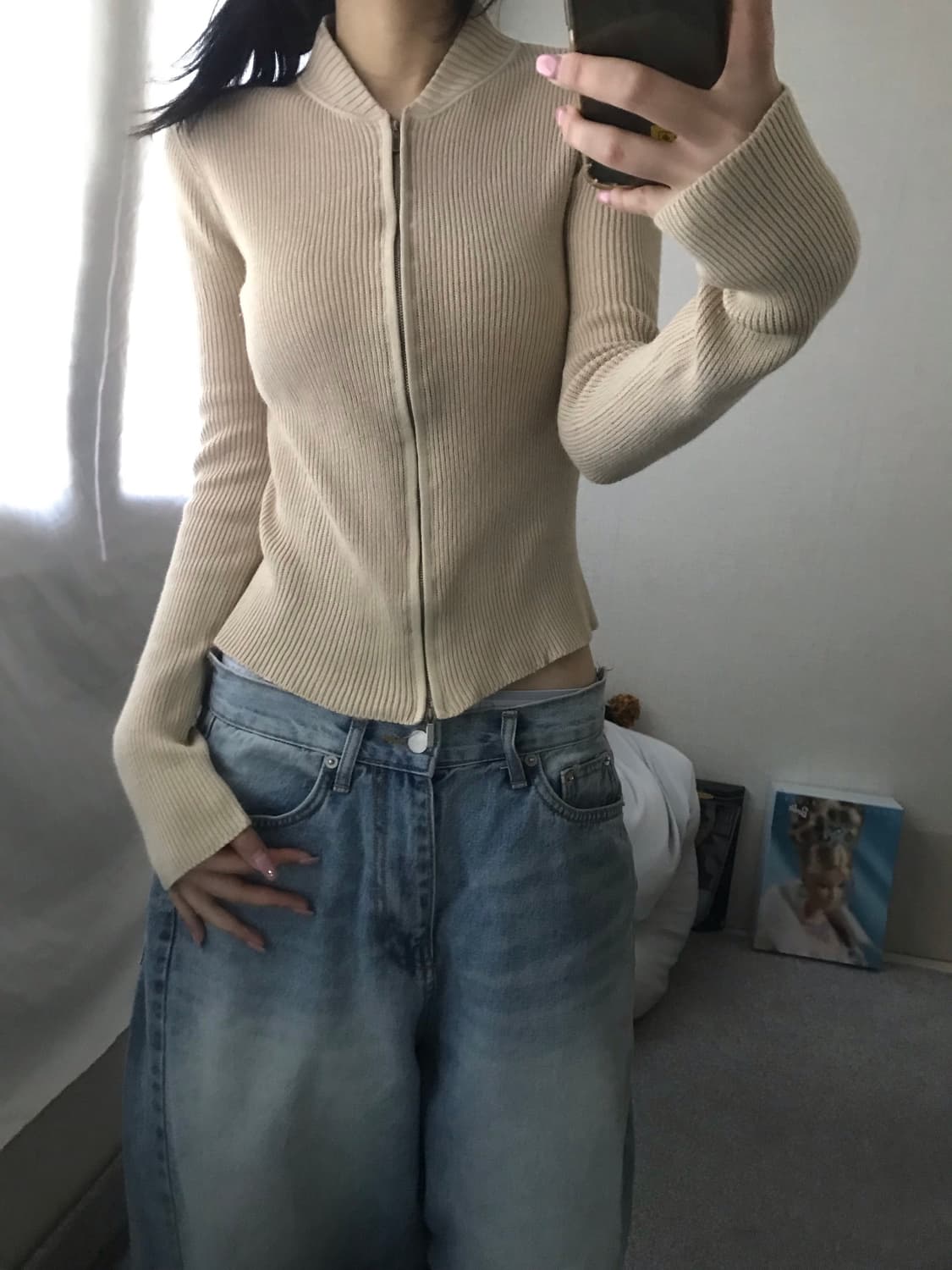 아르마니 딱붙핏 니트집업 상품이미지4