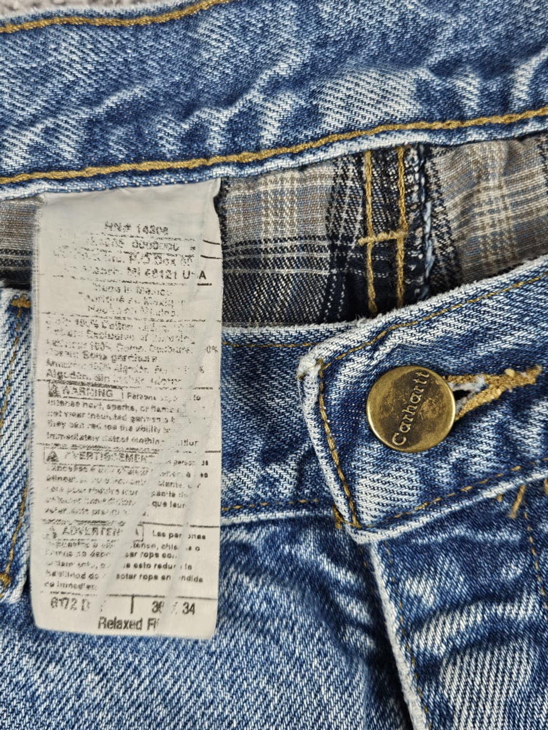 칼하트 헤비 플란넬 체크 데님 워크팬츠 ( 36X34 ) / 10052 상품이미지7