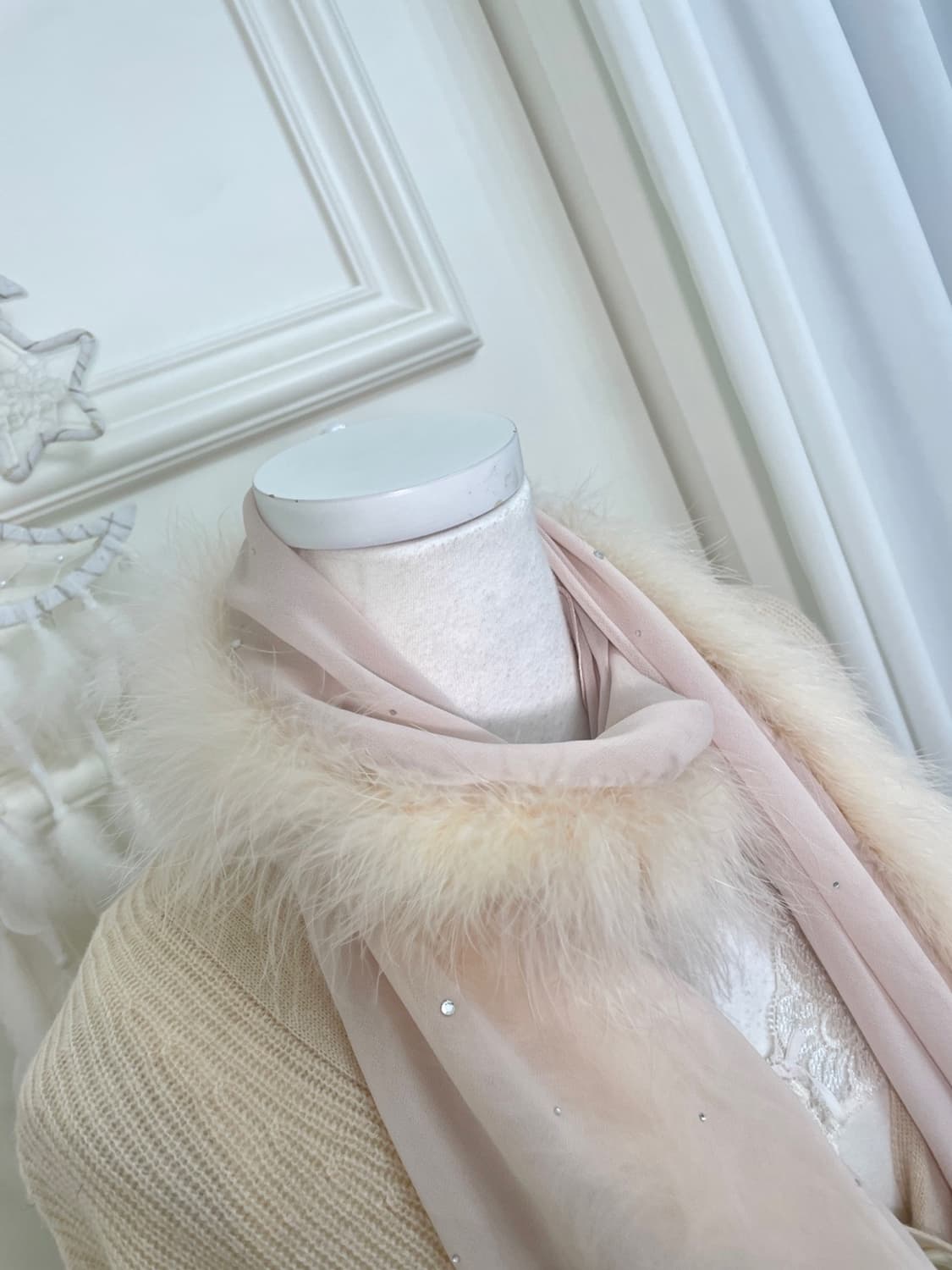 coral fur cubic point choffon muffler 상품이미지8