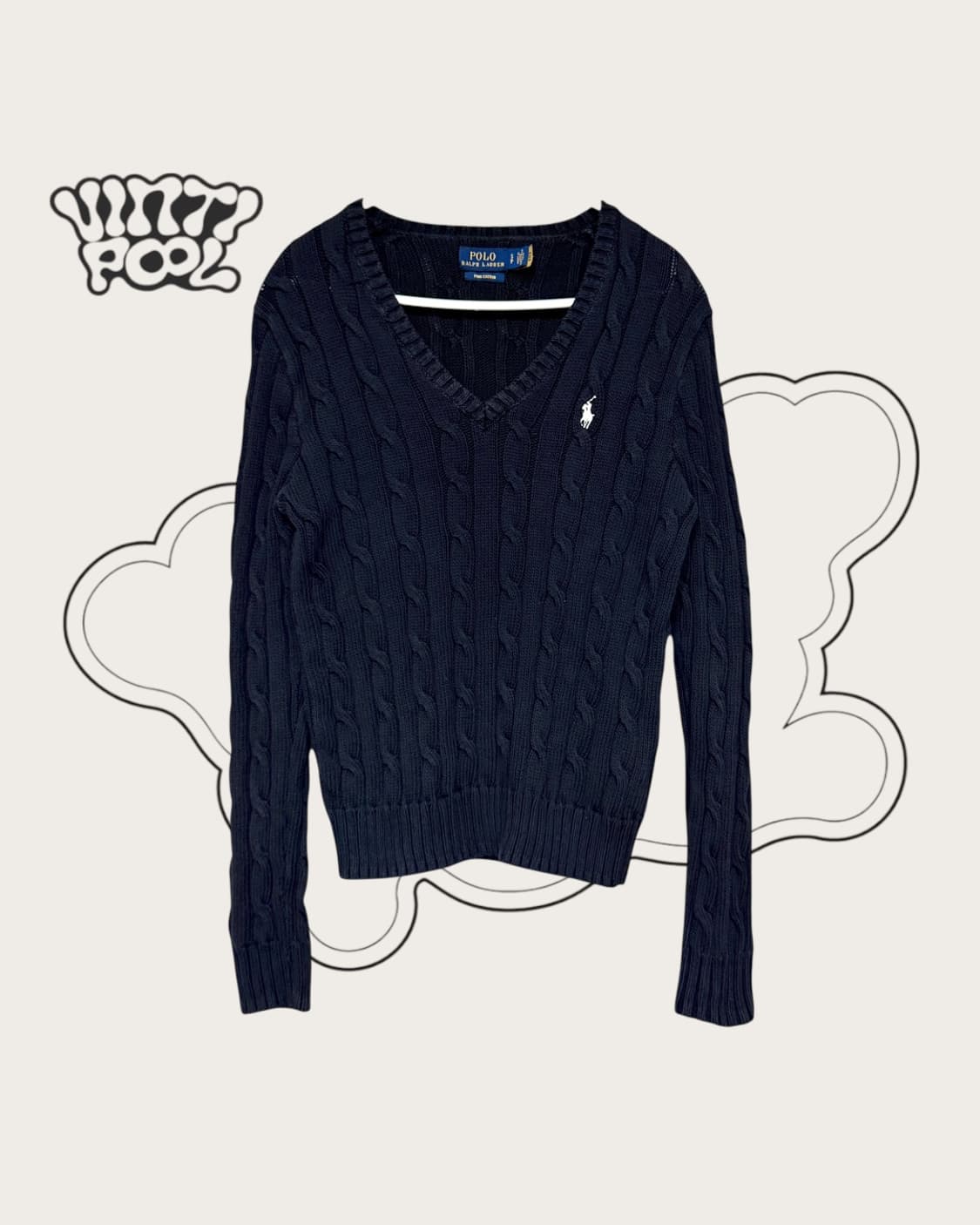 폴로 랄프로렌 브이넥 케이블 니트 S 블랙 상품이미지1