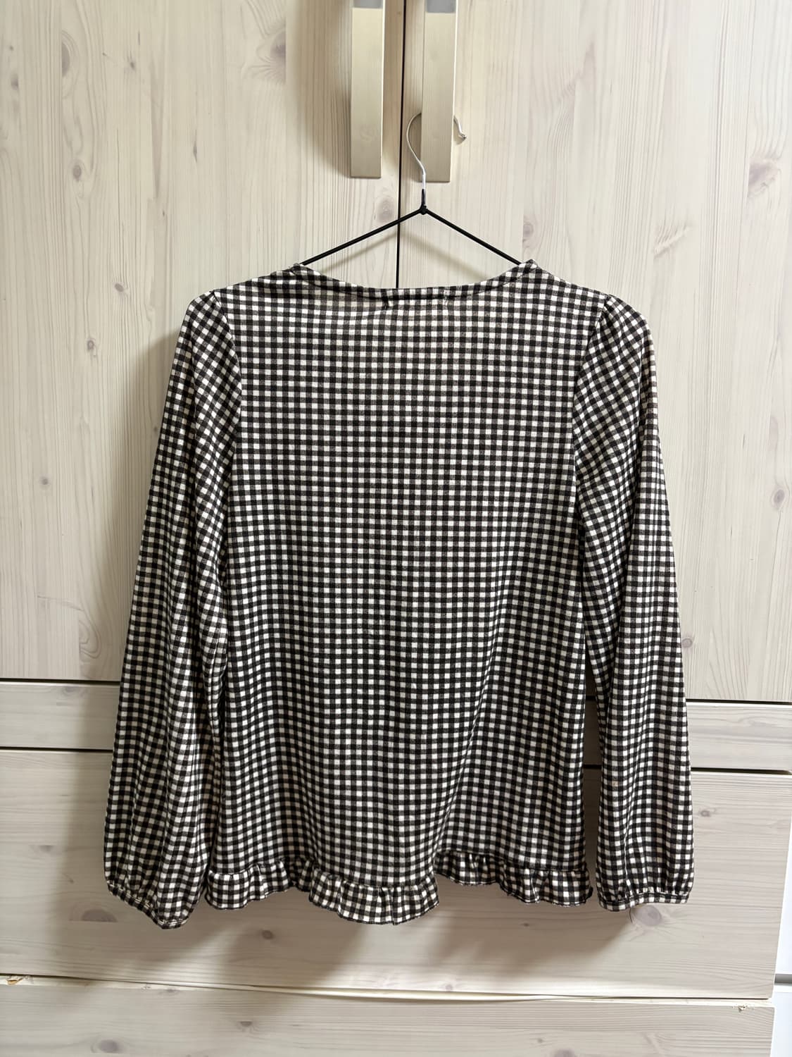 액시즈팜 브라운 체크 모리걸 블라우스 상품이미지3