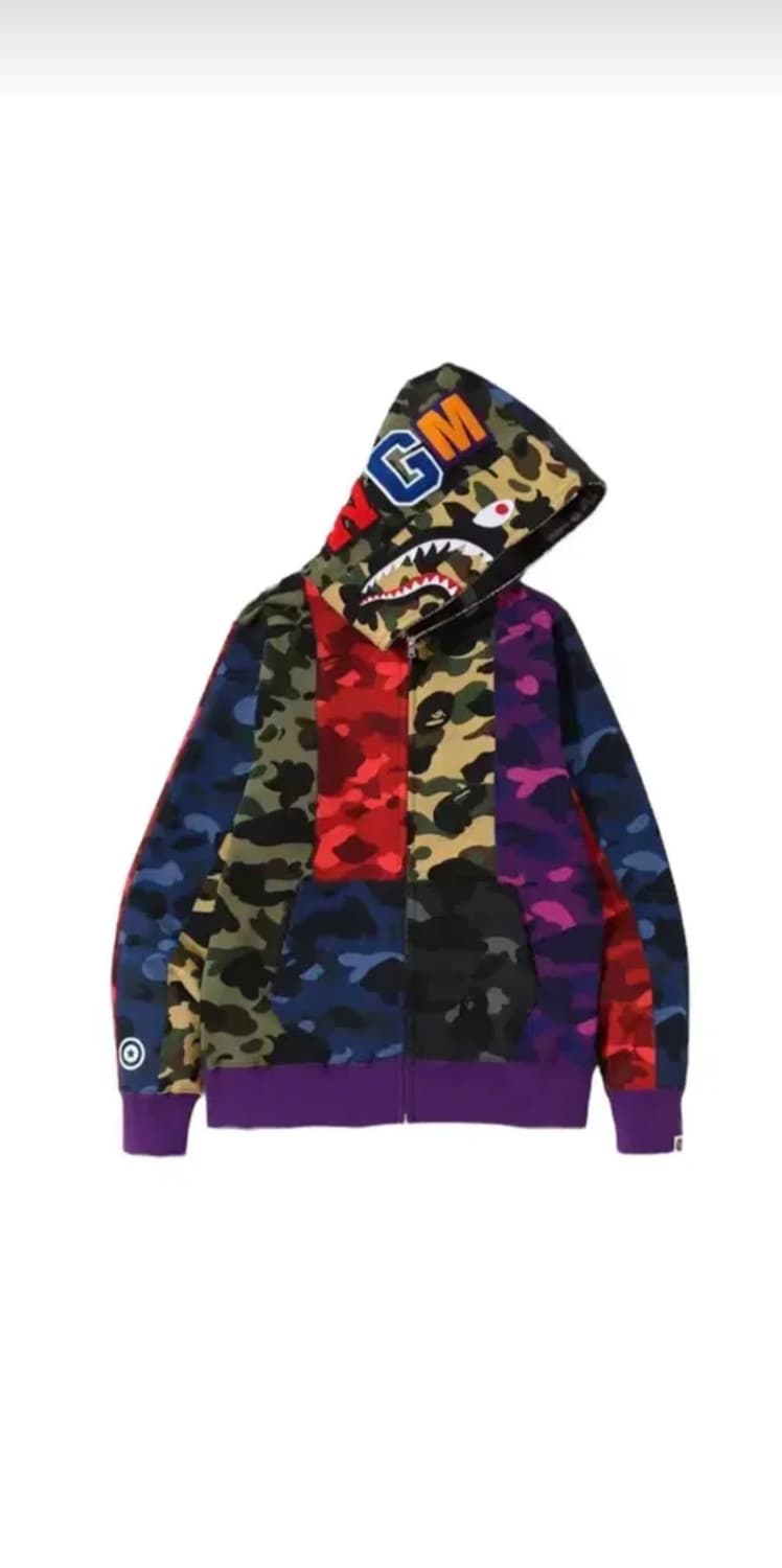 베이프 크레이지믹스카모샤크후드집업 상품이미지1