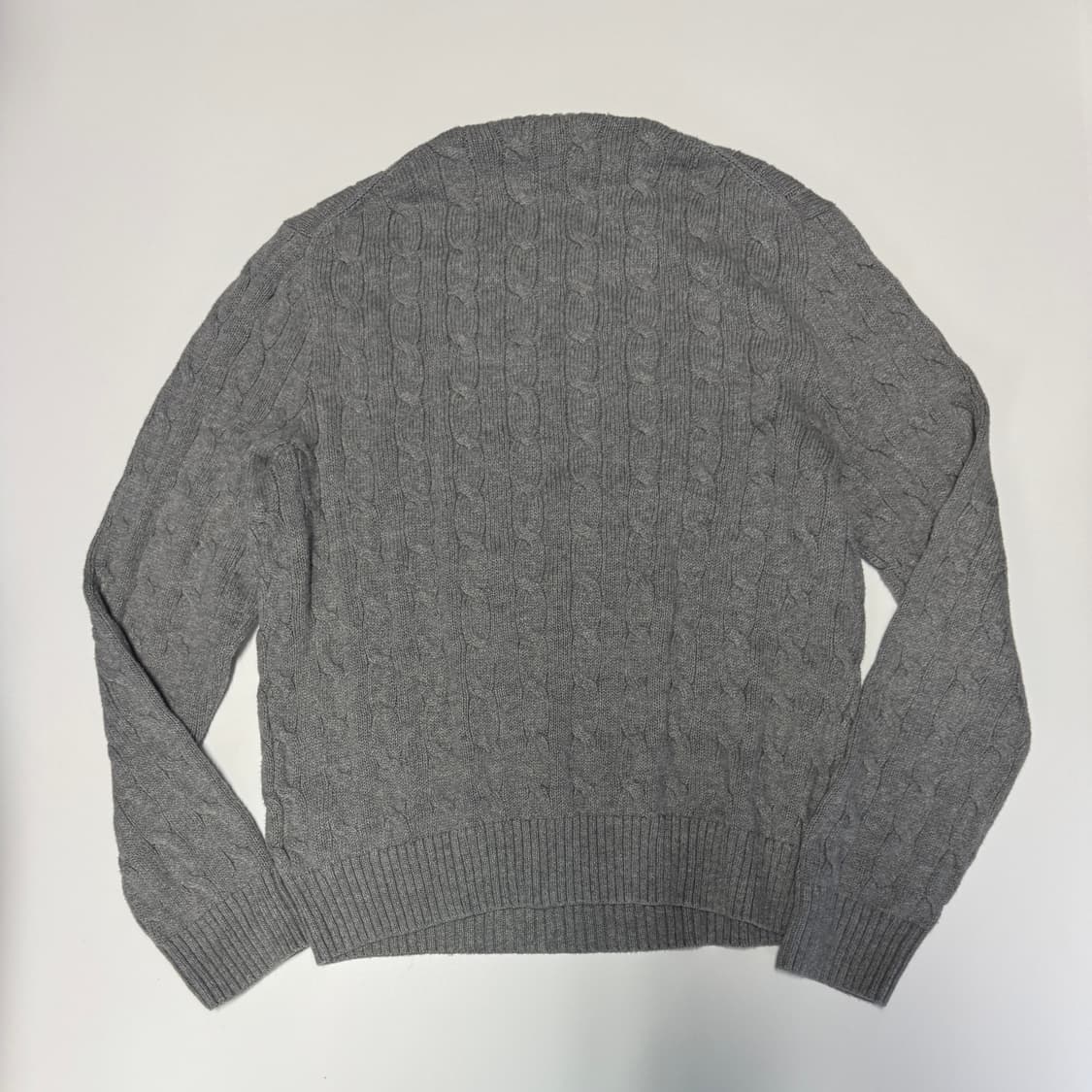 정품!! 폴로 랄프로렌 신형 라벨 케이블 니트 L 그레이 상품이미지2