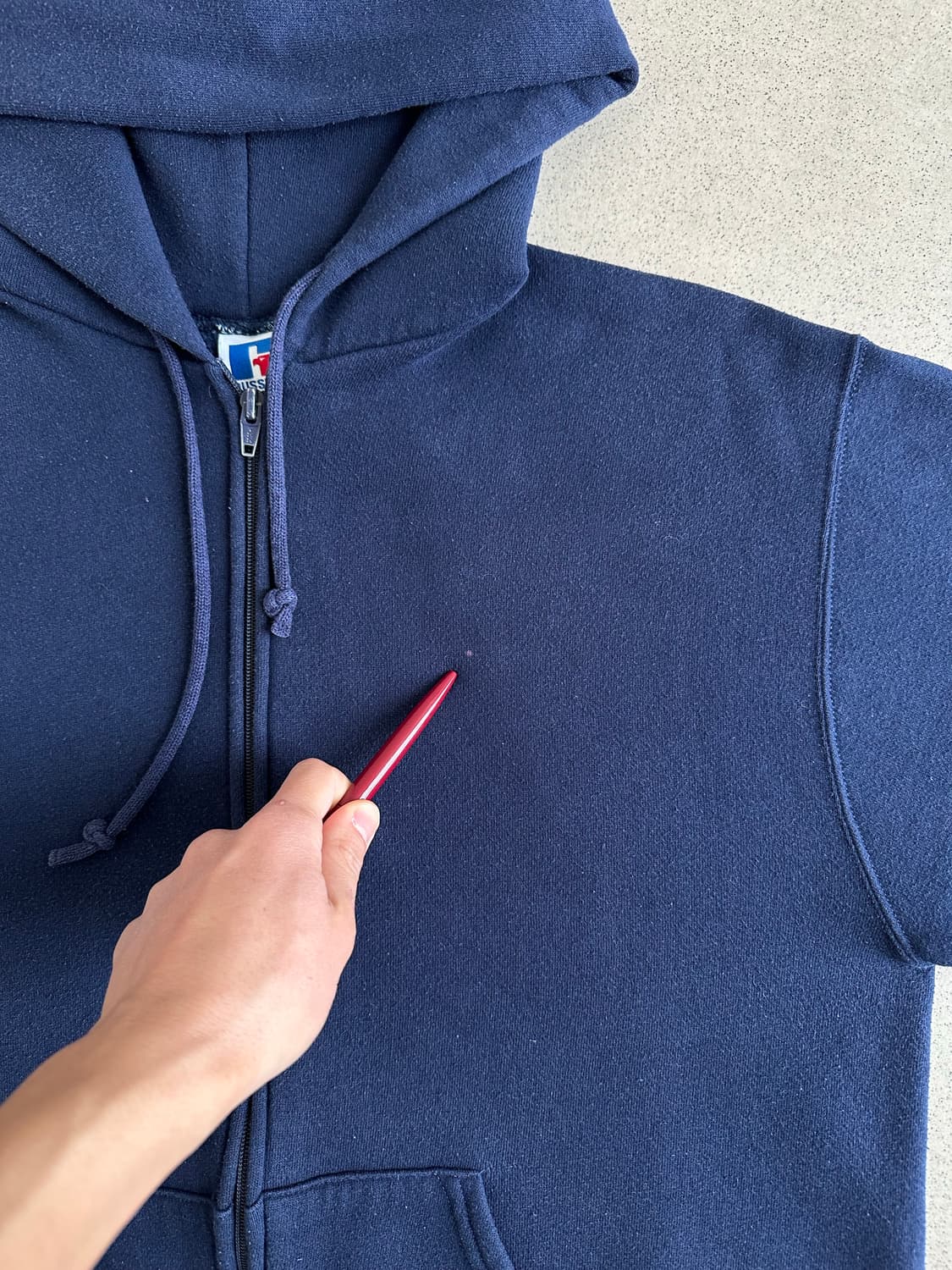 90s 빈티지 러셀 후드집업 네이비 L USA 상품이미지7