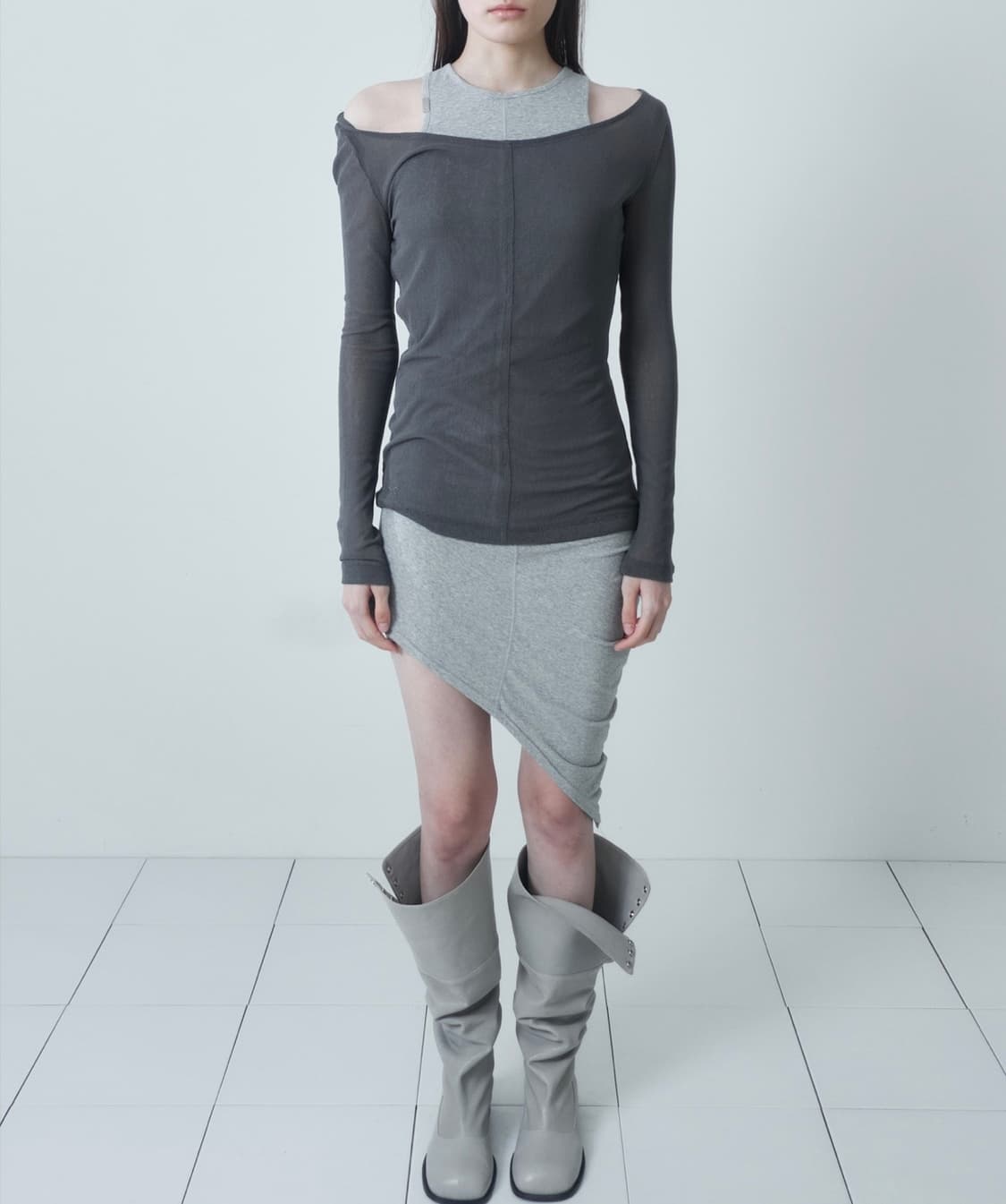 세릭 see-through round top / dark gray 상품이미지2