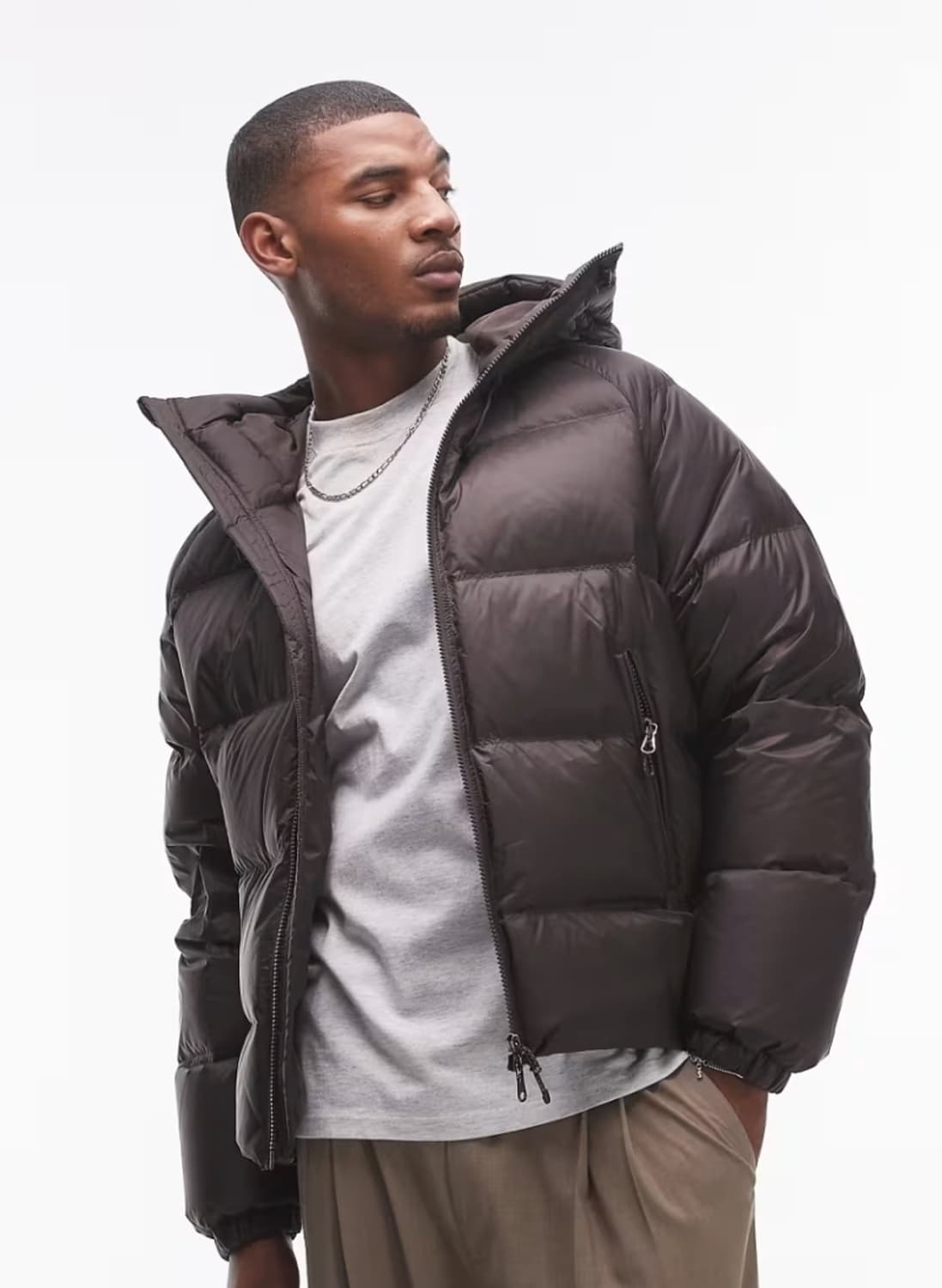 Arket 아르켓 다운 스포티자켓 브라운 L 새상품 상품이미지5