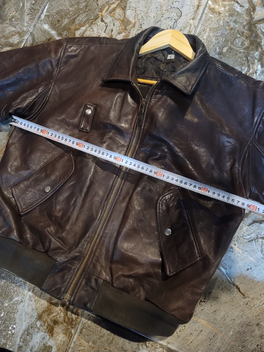 USA 빈티지 MA-1 마원 가죽 봄버자켓 (다크브라운) 상품이미지5