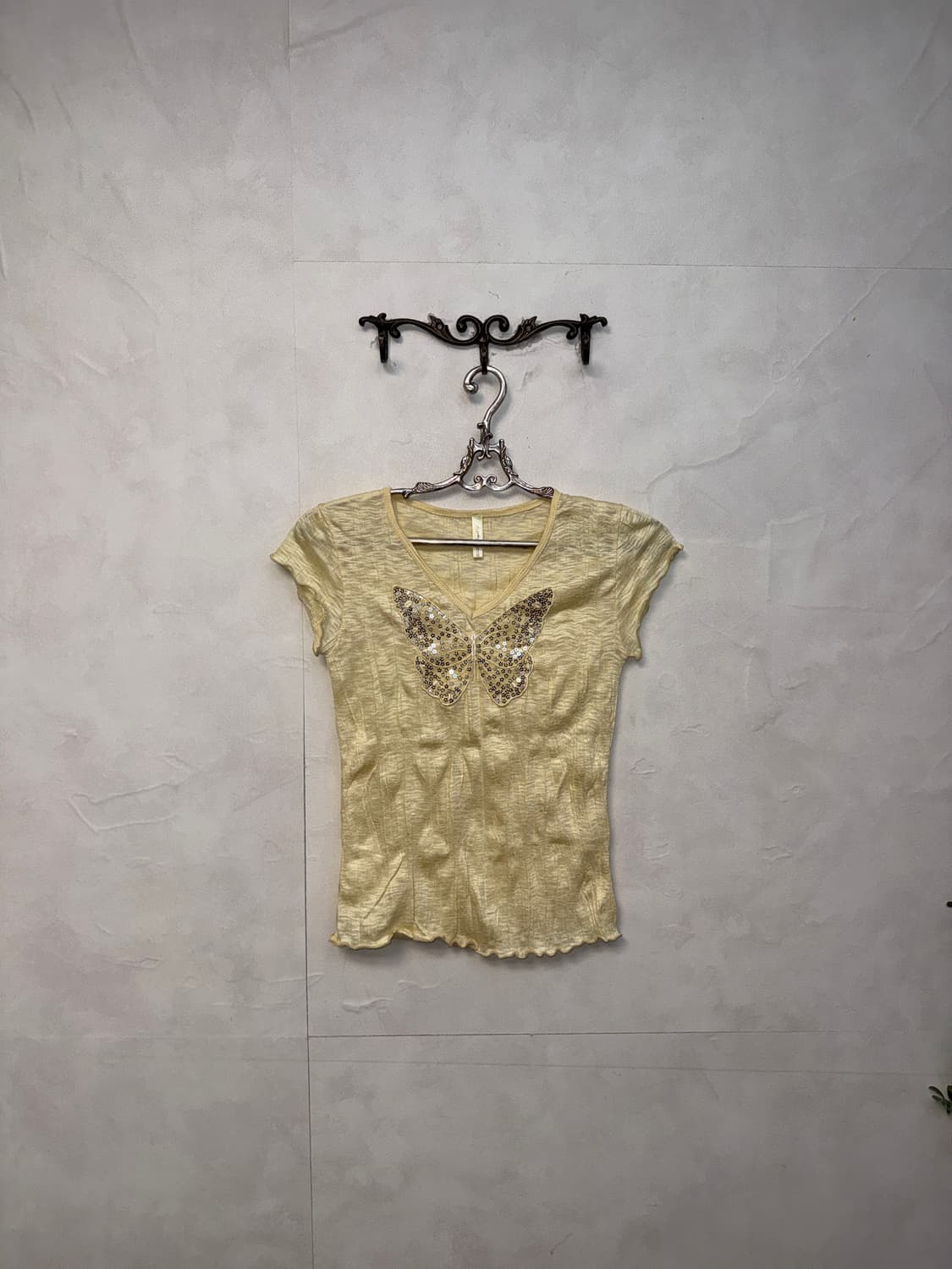 Lemon spangled butterfly half blouse 상품이미지2