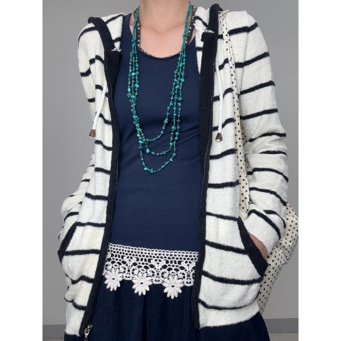 빈티지 네이비 슬리브리스 상품이미지1