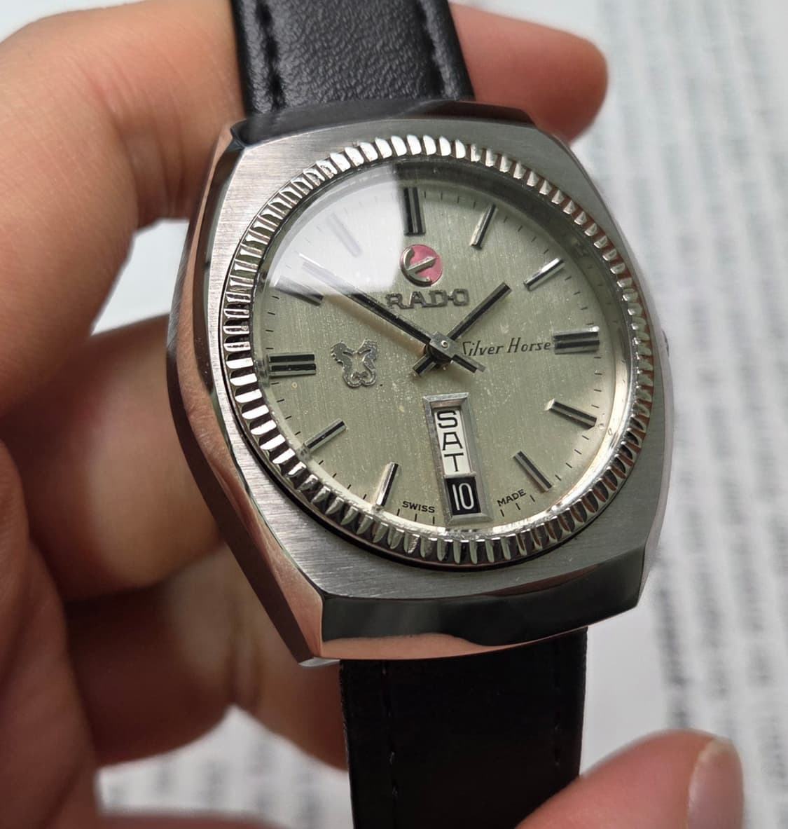 빈티지 라도 실버호스 플루티드베젤 순정 실버판 데이데이트 오토매틱 
 상품이미지3