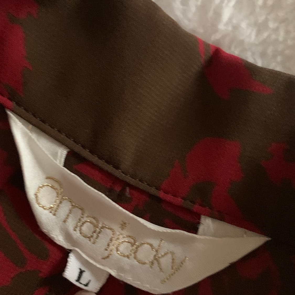 일본 빈티지 amanjacky 레트로 리프 패턴 쉬폰 블라우스 상품이미지9