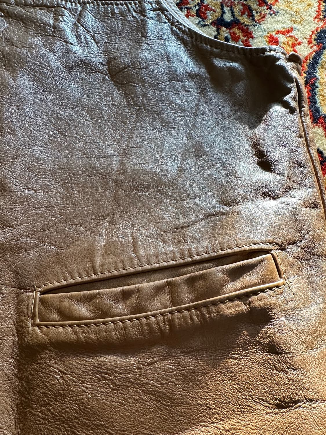 70S Schott Sportswear 카멜 레더 베스트 - M 상품이미지3