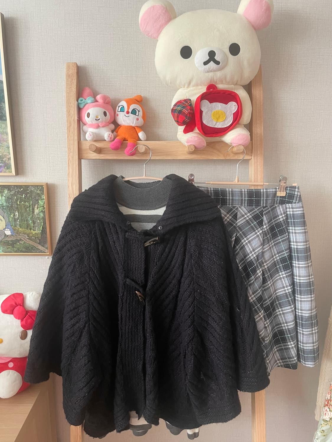 모리걸 빈티지 무채색 사와코 케이프 set 🩶🖤 상품이미지2