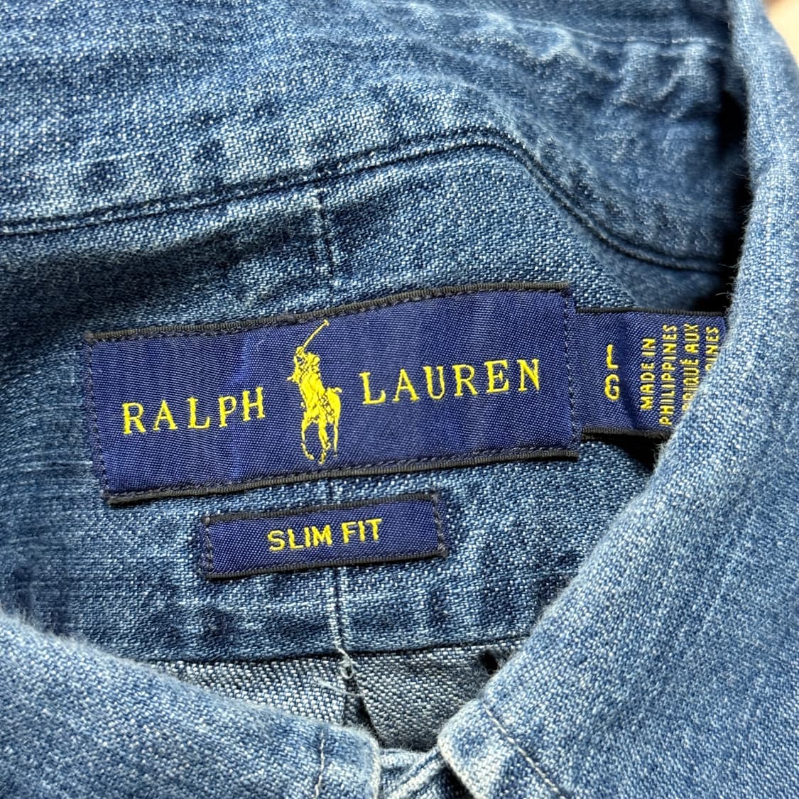 폴로 랄프로렌 슬림핏 브라운 포니 진청 데님 셔츠 상품이미지5