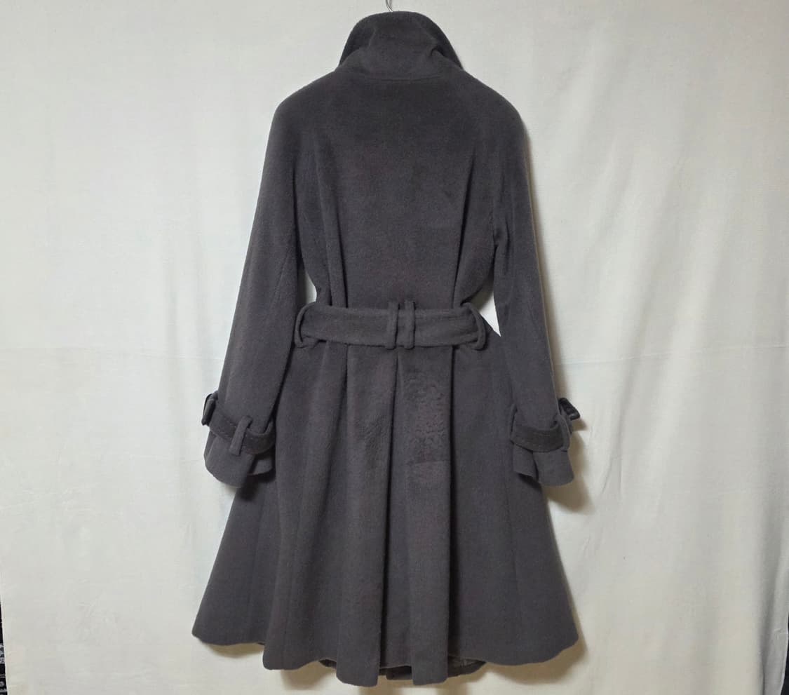 [미샤/정품] 앙고라 & 라마 혼방 하이넥 벨티드 코트 (차콜그레이) 상품이미지3