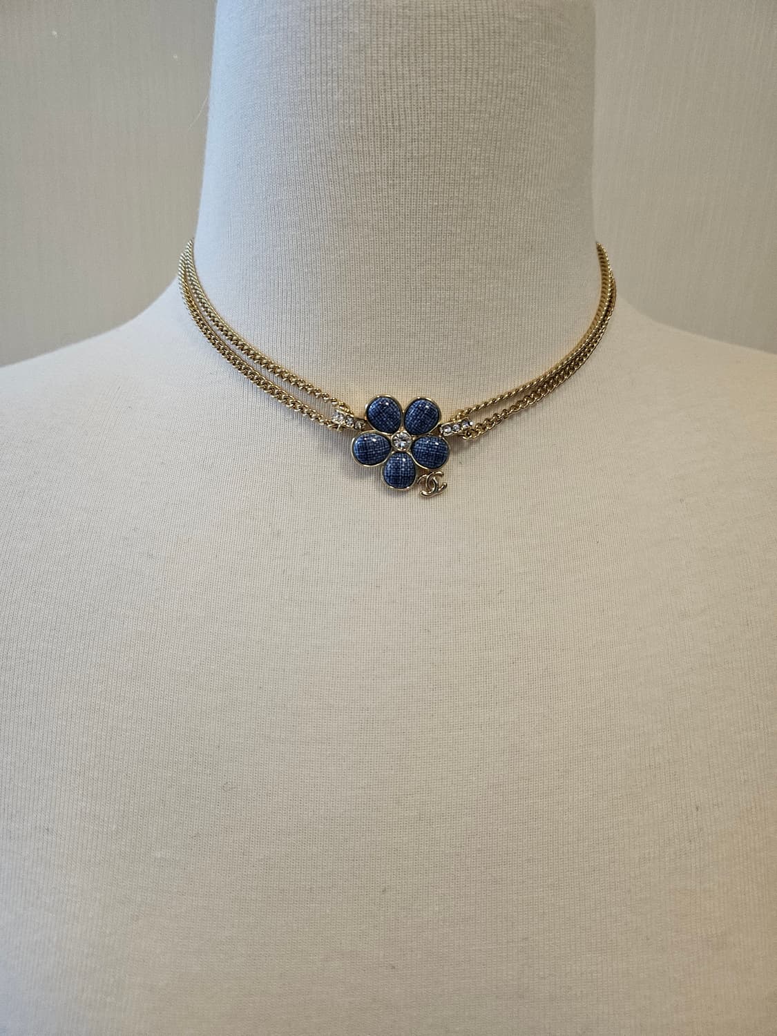 샤넬 데님풍 플라워 CC 초커 목걸이 업사이클링 상품이미지7