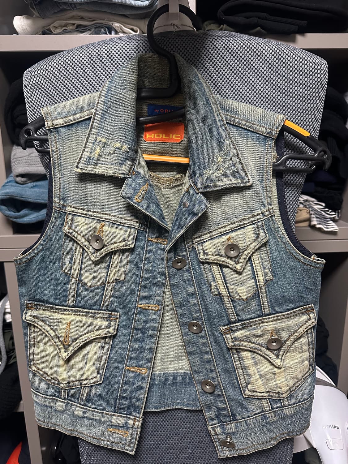 빈티지 청 숏 조끼 상품이미지1