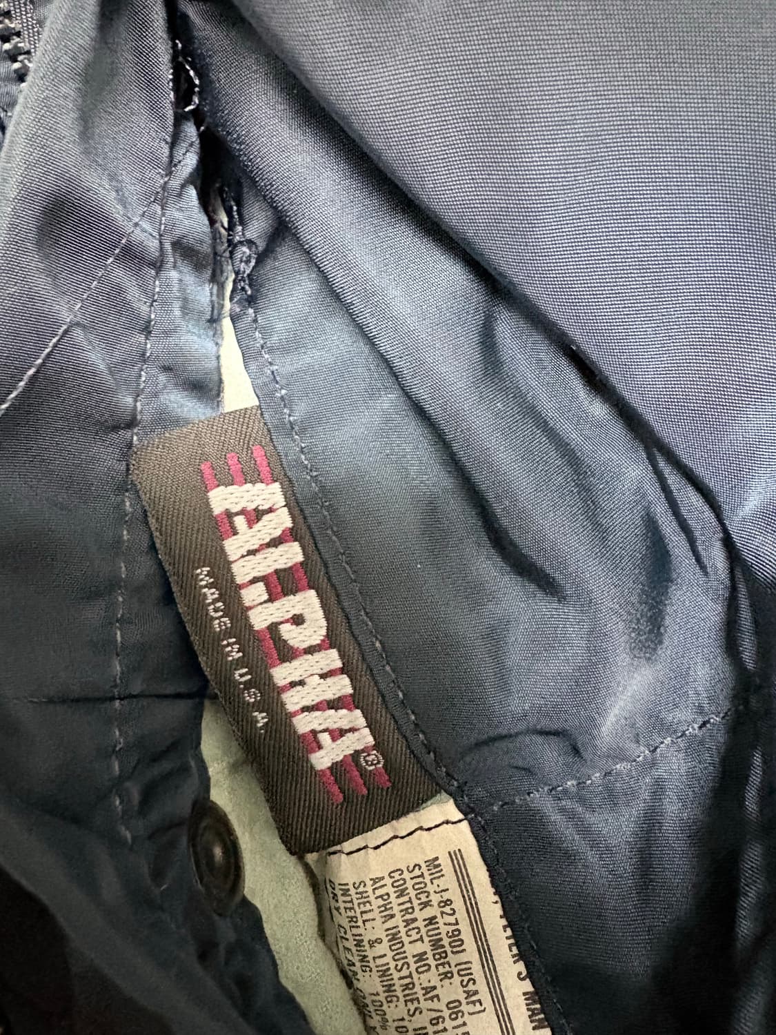 (L) 알파 인더스트리 80s USA 빈티지 MA-1 네이비 상품이미지5