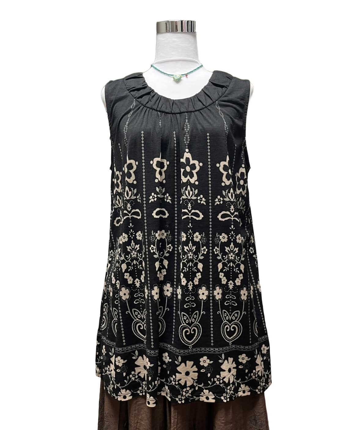 Flower pattern black top 상품이미지4