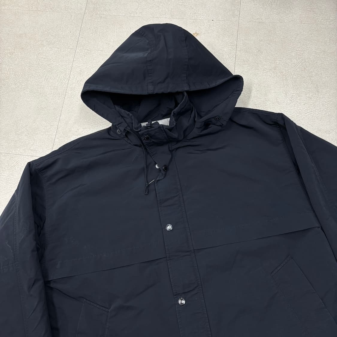 라이풀 미니멀 가먼츠 블랙 코튼 나일론 후드 롱 자켓 상품이미지2
