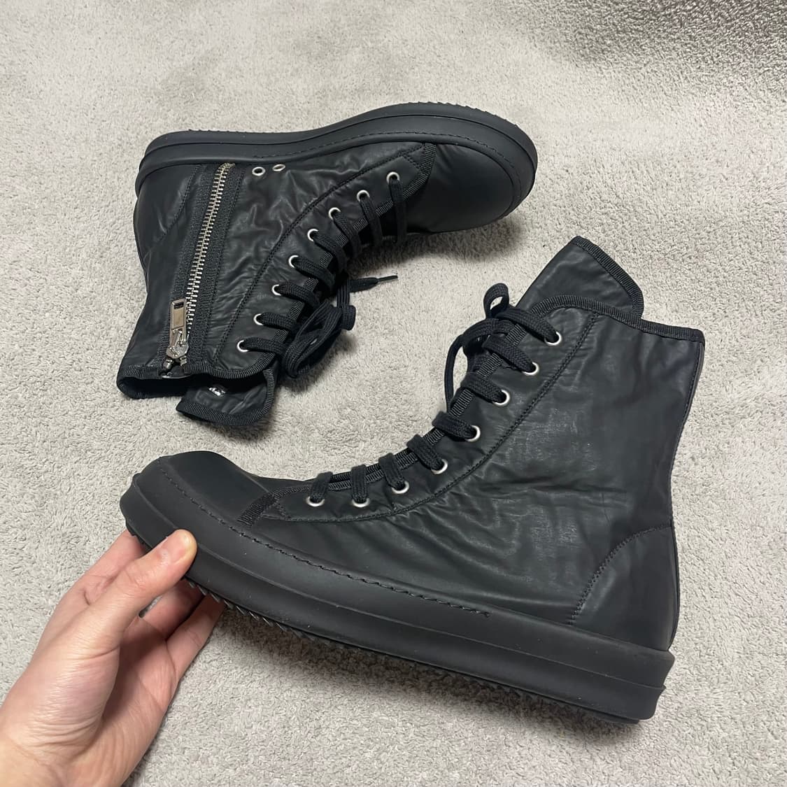 41) 릭오웬스 다크쉐도우 블랙 나일론 라몬즈 하이탑 상품이미지1