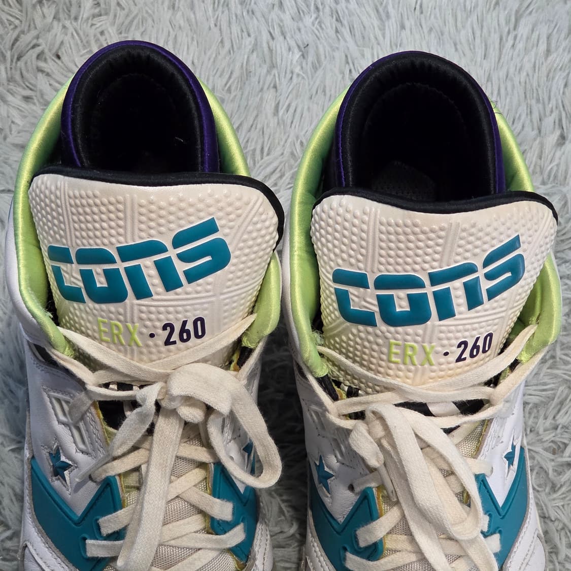 8w-20:컨버스 ERX 하이 화이트 터콰이즈 퍼플 260mm CONVE 상품이미지6