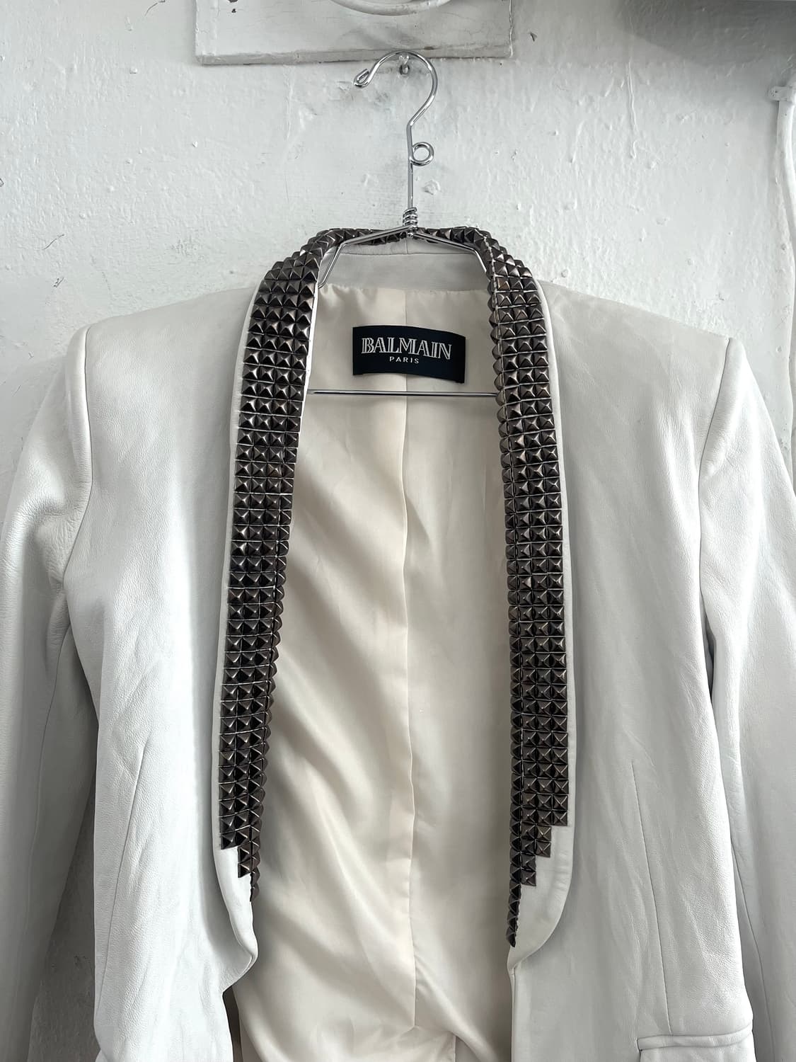 발망 2009SS 데카르넹 컬렉션 스터드 화이트 레더 자켓 상품이미지6