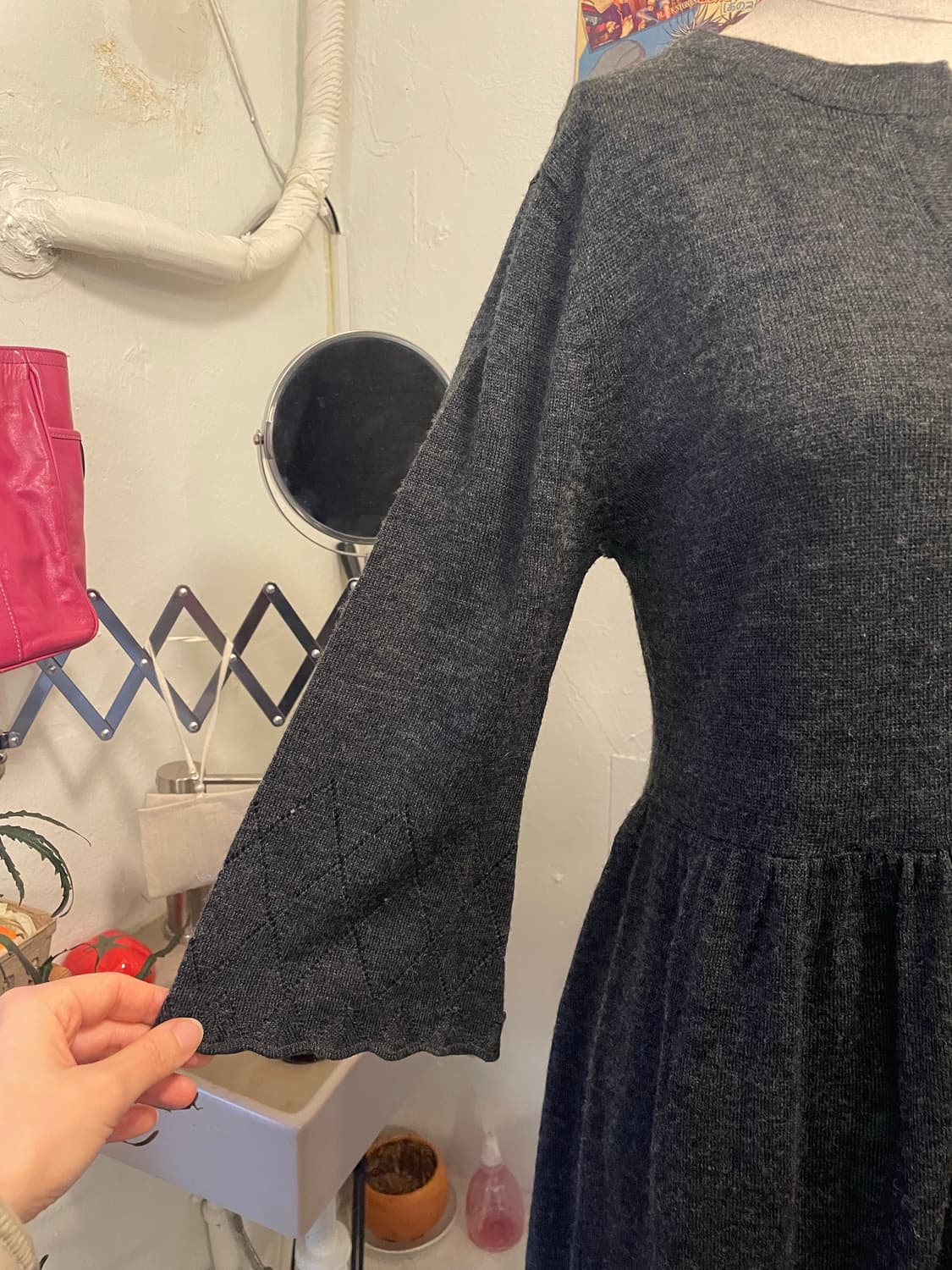 차콜 버튼 플레어 원피스 [무배] 상품이미지4