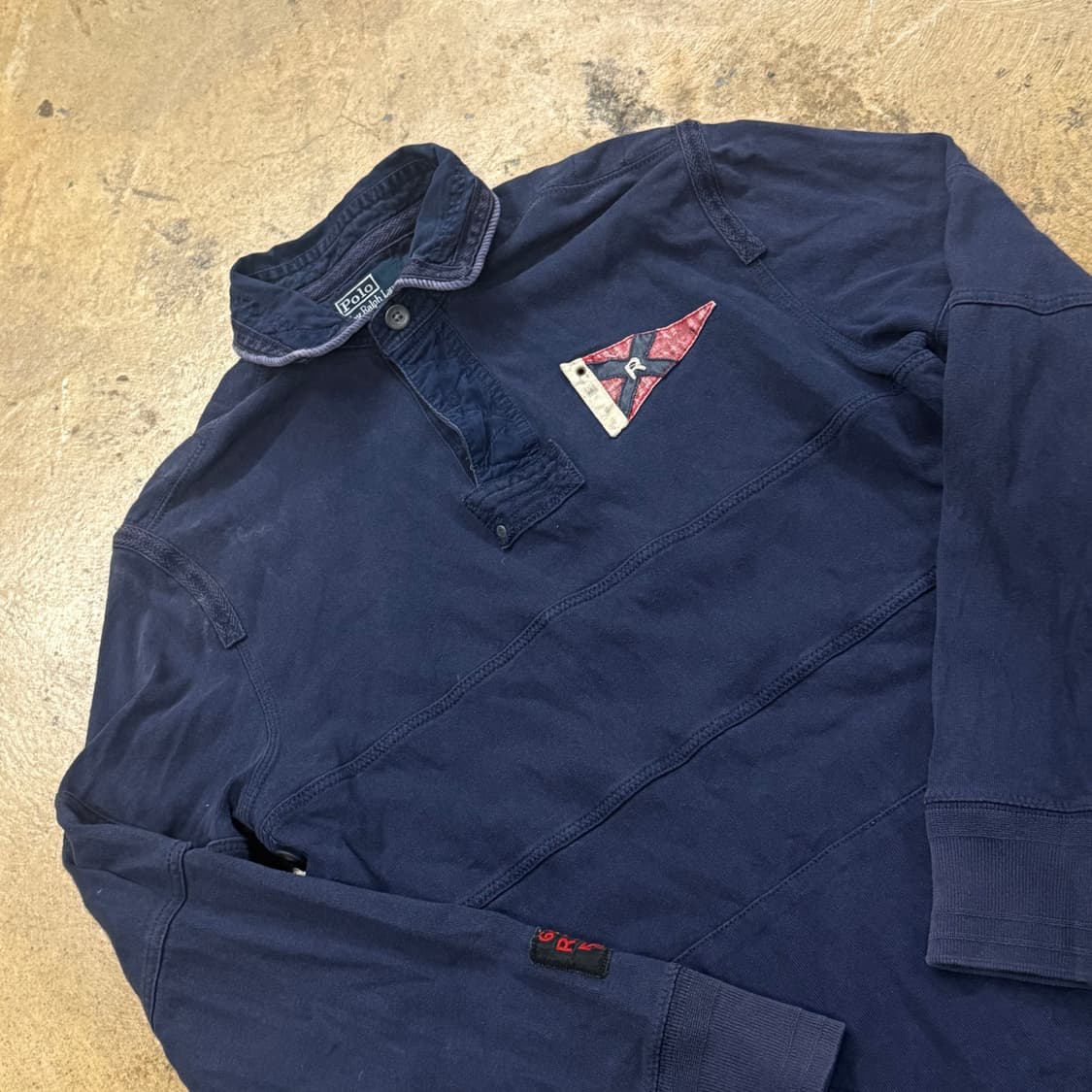 폴로 90‘s 플래그패치 네이비 카라 긴팔 티셔츠 상품이미지1