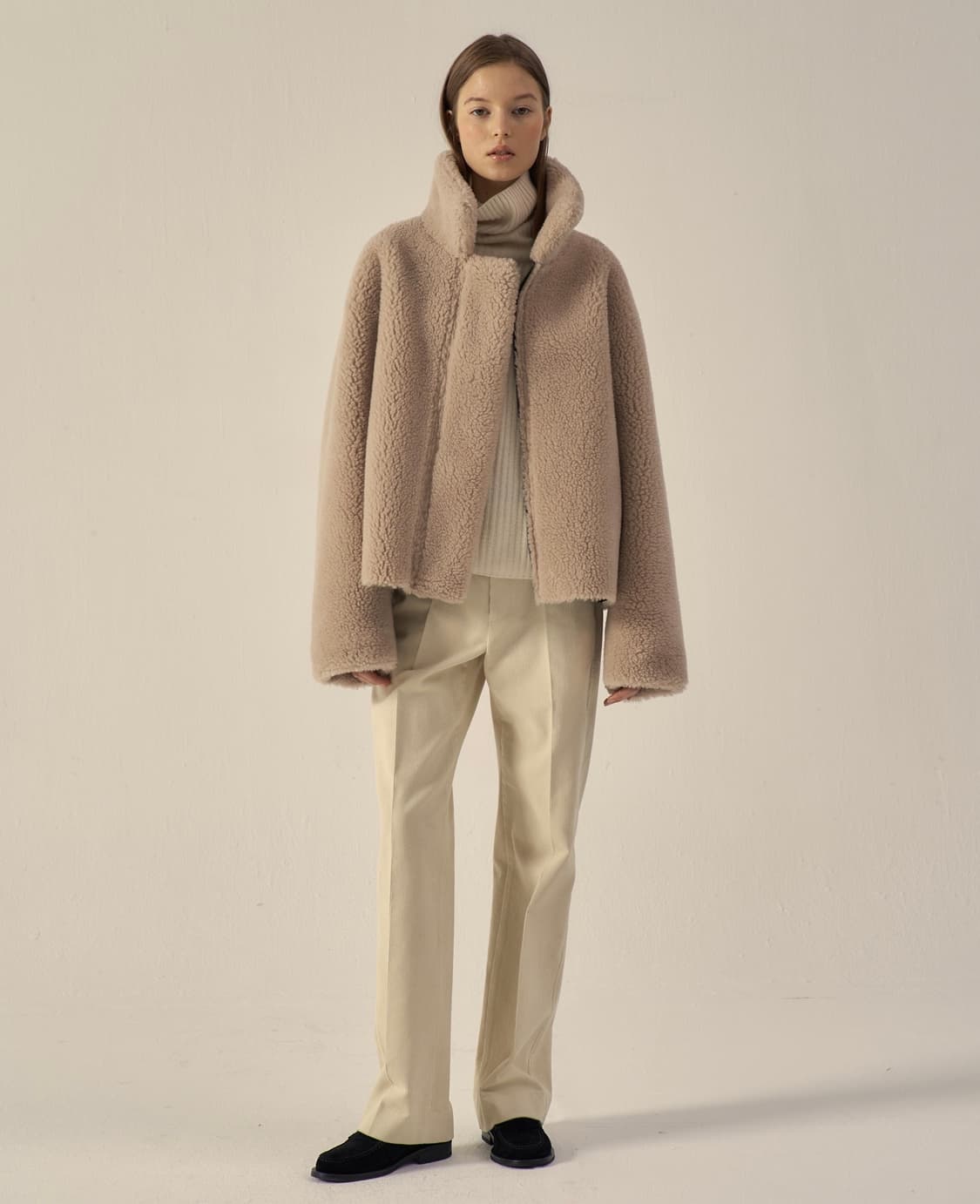 파사드패턴 램스울 리버시블 무스탕 브라운 상품이미지3