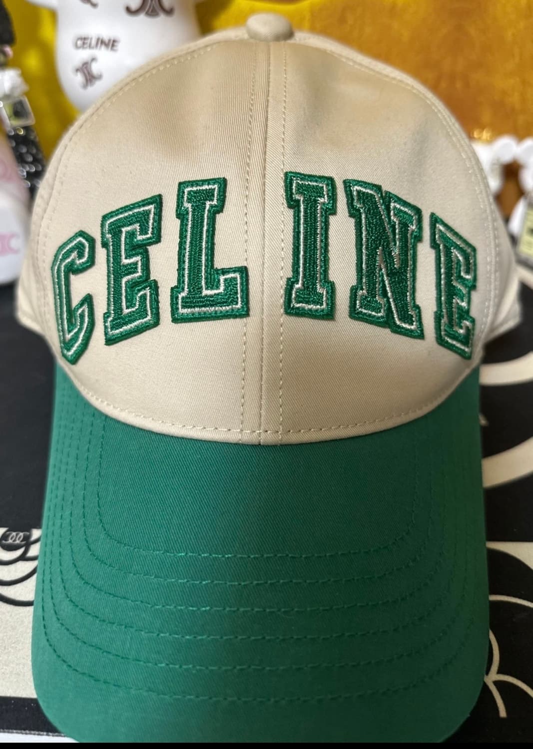 셀린느 볼캡 모자 그린 & 베이지 남여공용정품 상품이미지3