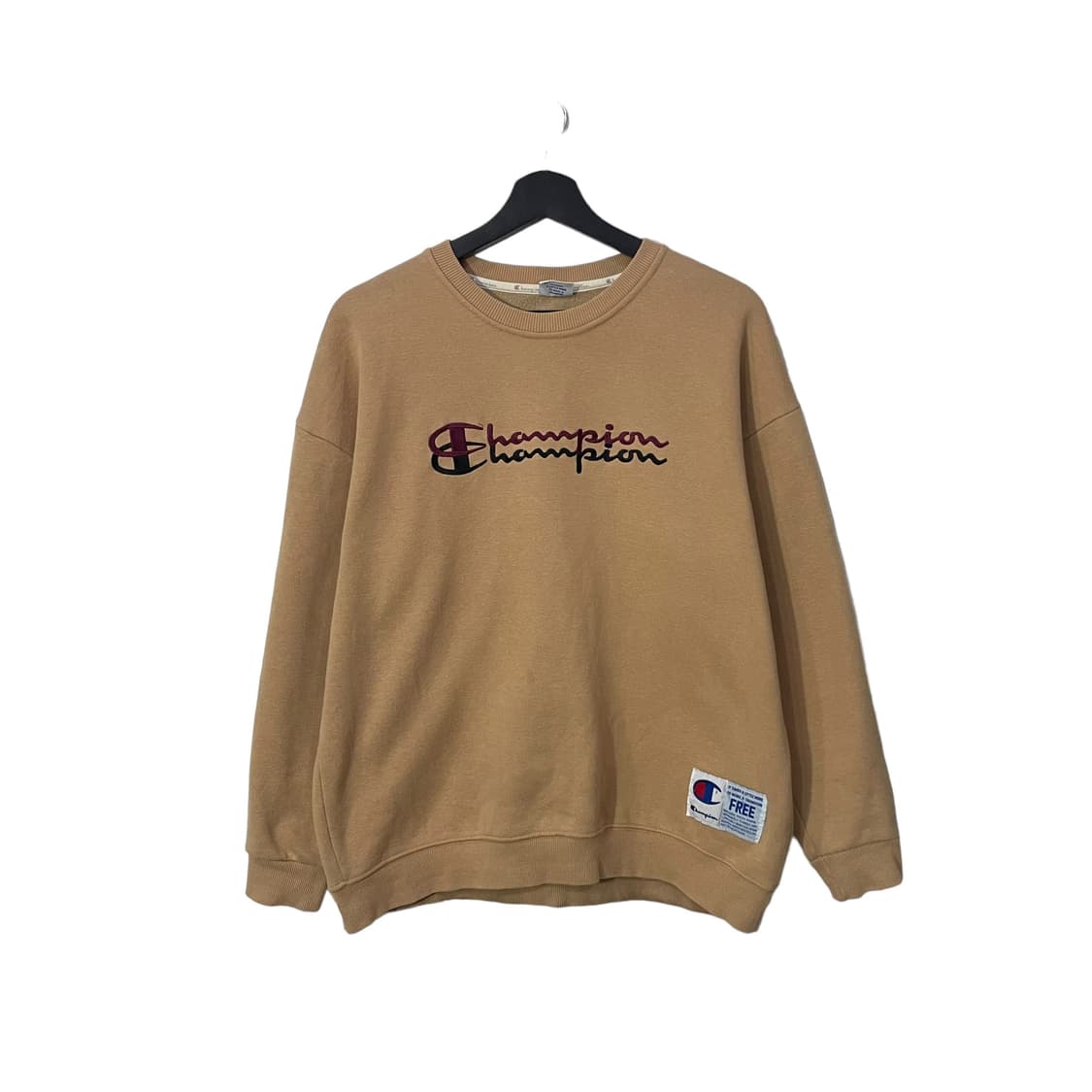  챔피온 자수로고 베이지 맨투맨 상품이미지1