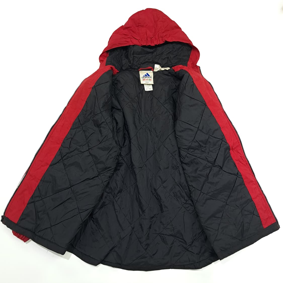 CN893 L 아디다스 레드 블랙 컬러블록 후드 자켓 점퍼 상품이미지4