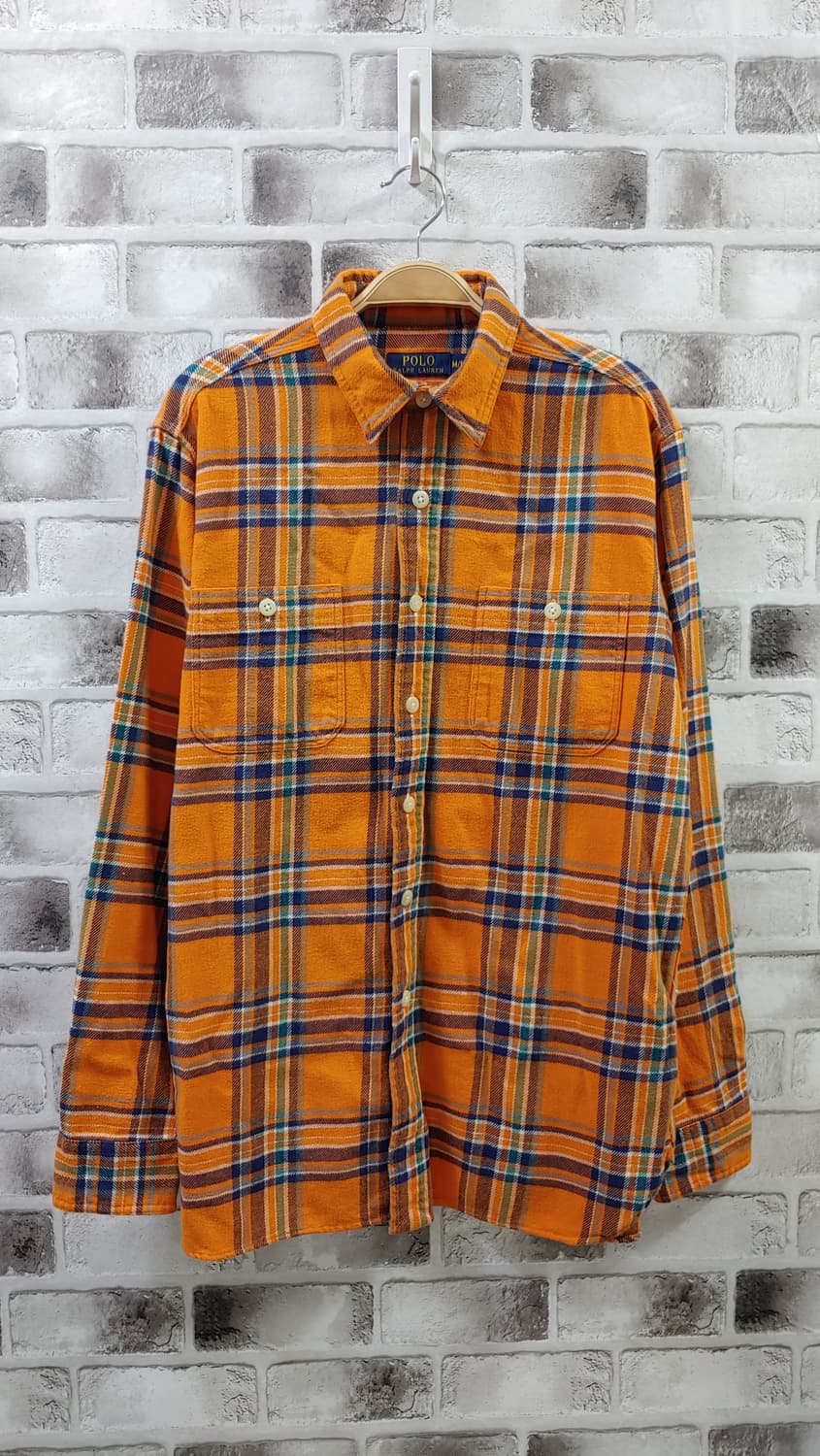 95 폴로 체크기모 오렌지 셔츠 748 상품이미지1