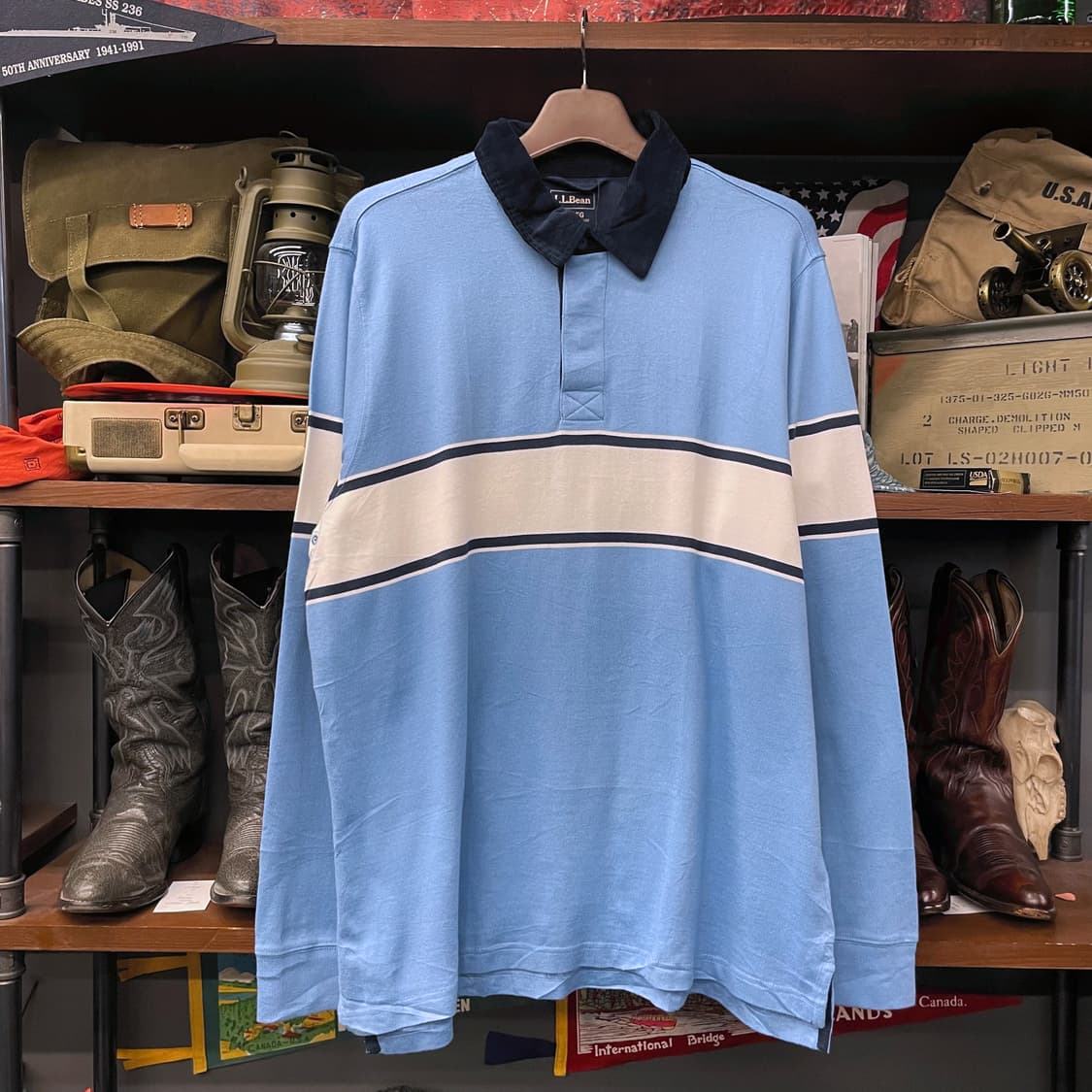 L.L.Bean 엘엘빈 코듀로이 카라 럭비티 스웻 셔츠 상품이미지1