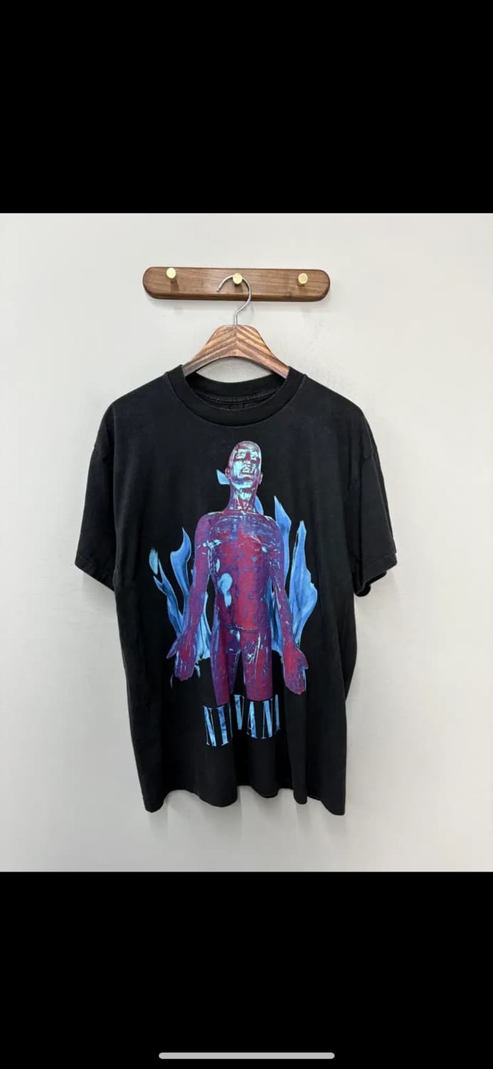 빈티지 너바나 네온 그래픽 블랙 반팔 H2496 상품이미지2