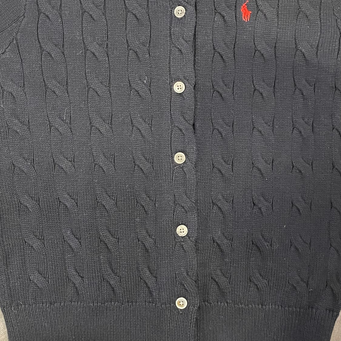 [IM] polo 폴로랄프로렌 꽈배기 블랙 반팔 가디건 니트 상품이미지4