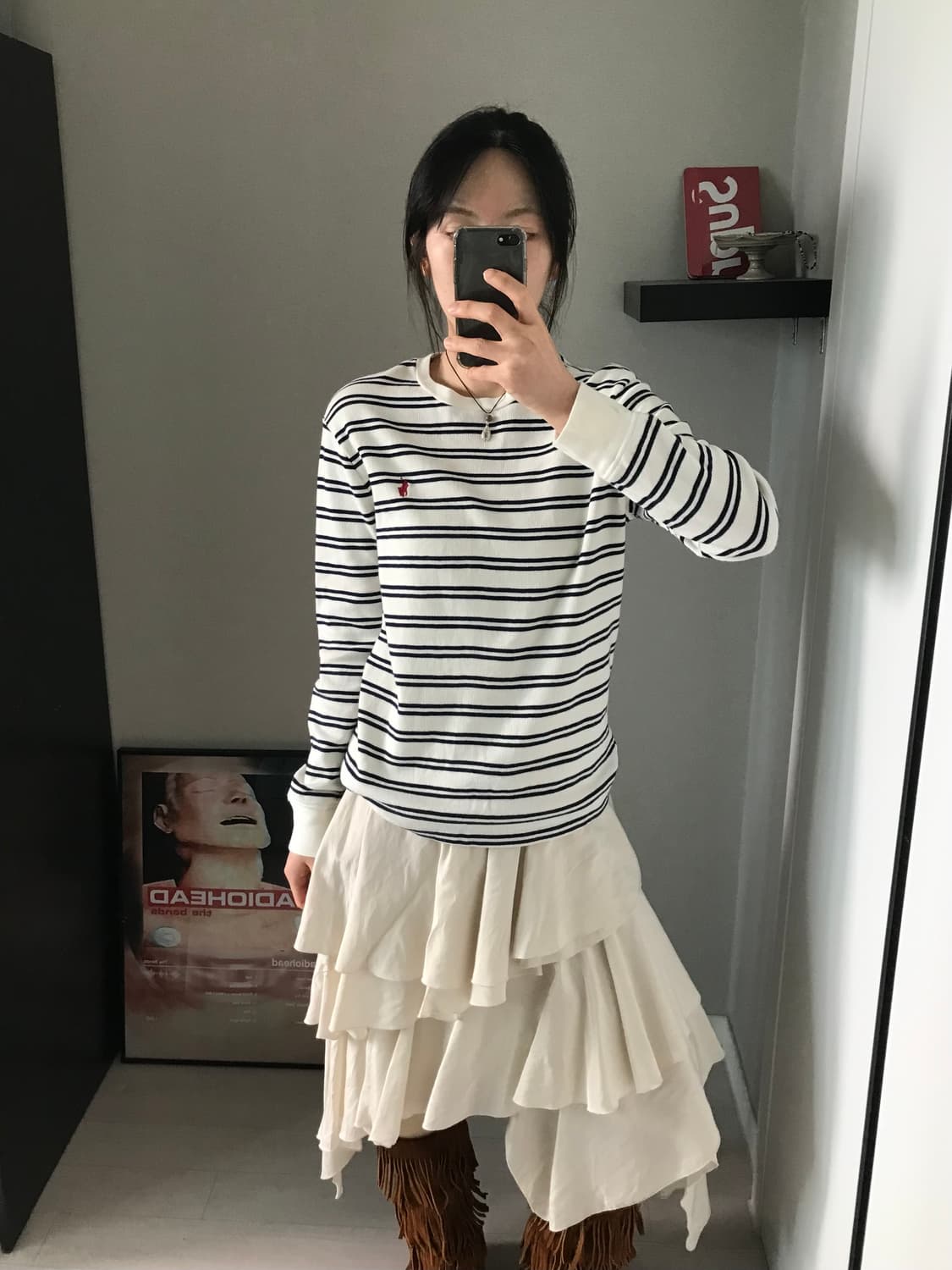 폴로 랄프로렌 포니로고 스트라이프 와플 롱슬리브니트 상품이미지1