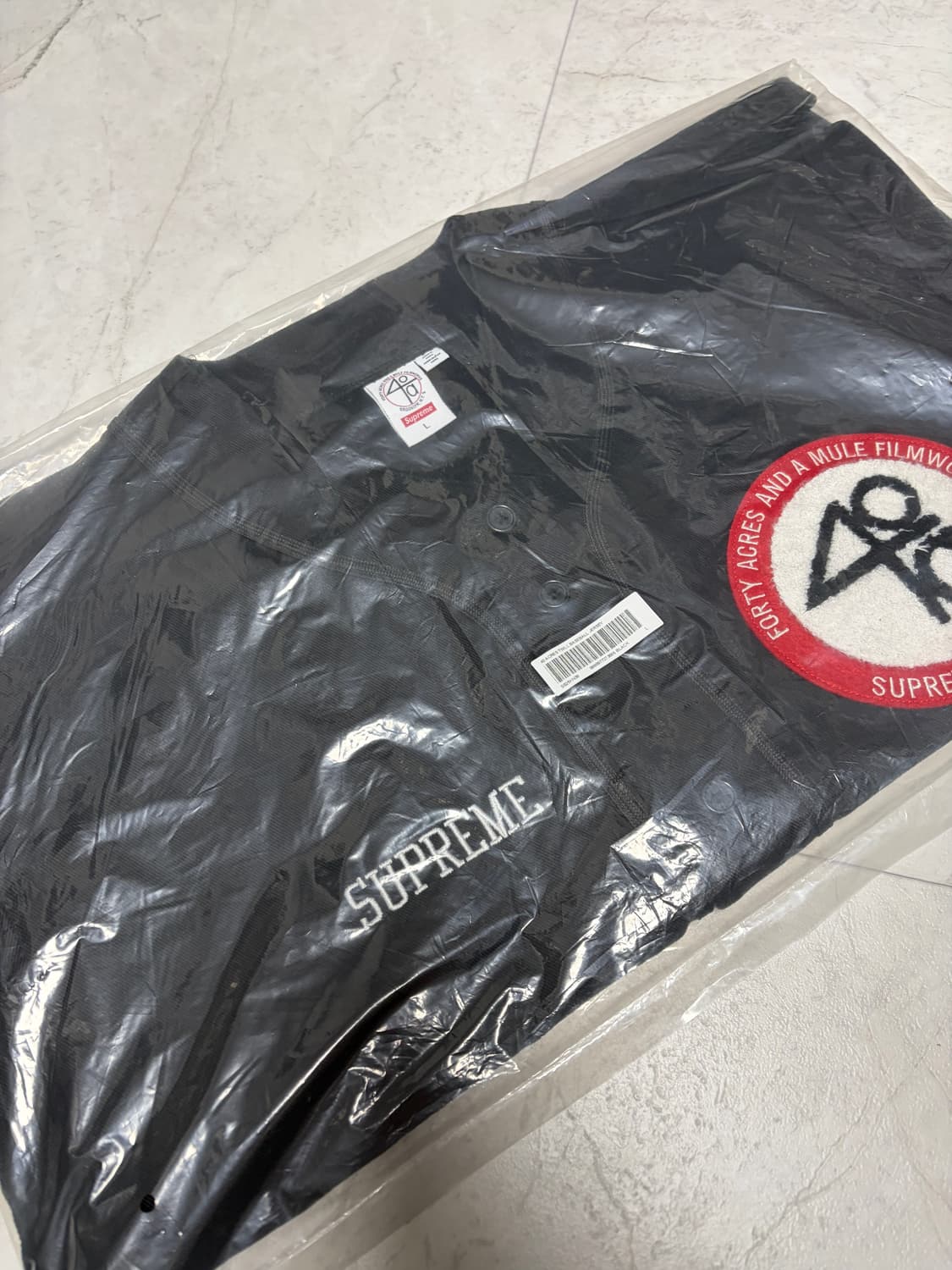 슈프림 x 40 에이커스 트윌 베이스볼 저지 블랙 - 25SS 상품이미지3