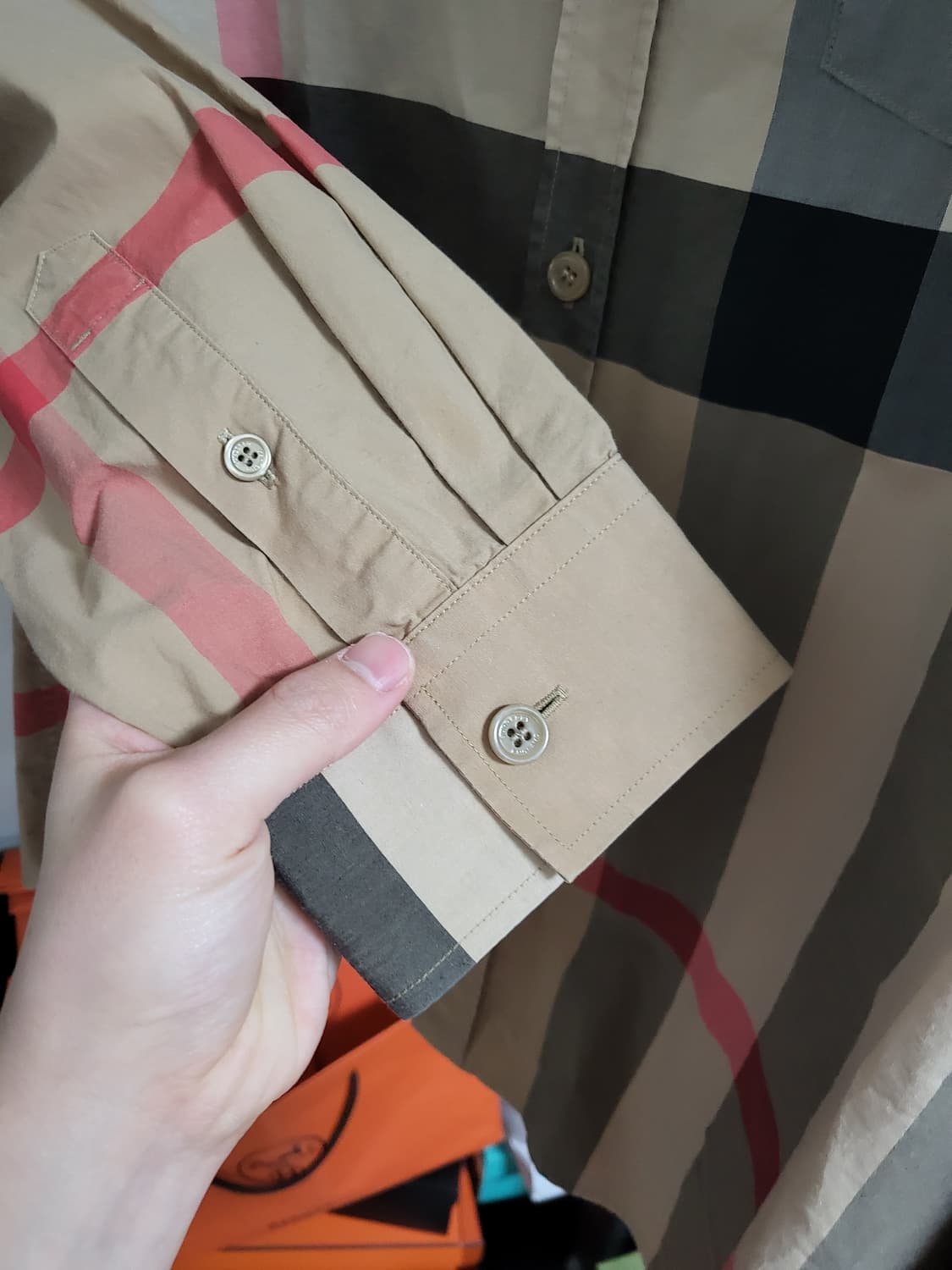 22SS 버버리 체크 코튼 셔츠 XL 상품이미지4