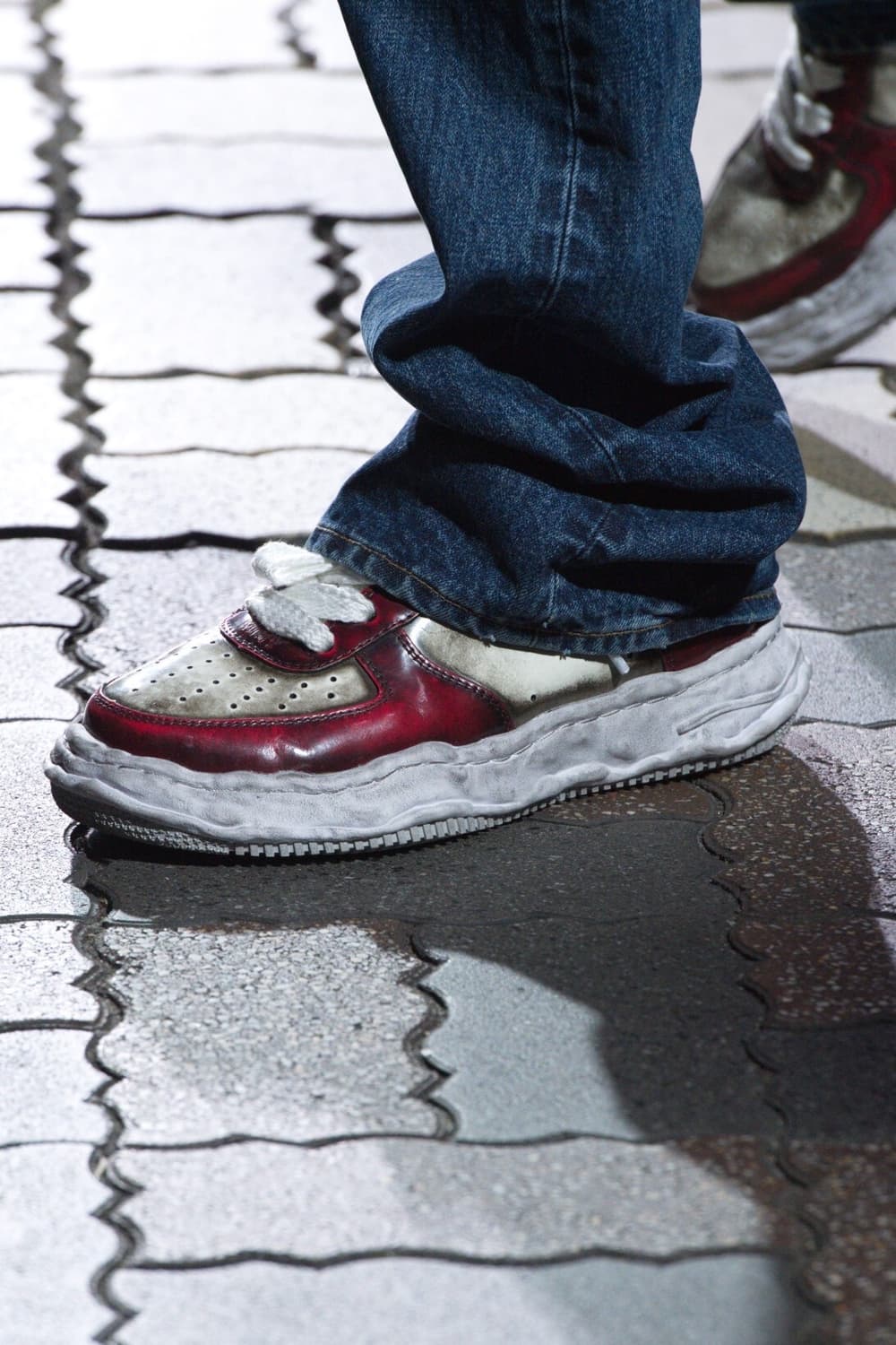 메종 미하라 야스히로 웨인 OG 솔 브러쉬드 페이턴트 하이탑 레드 41 상품이미지1