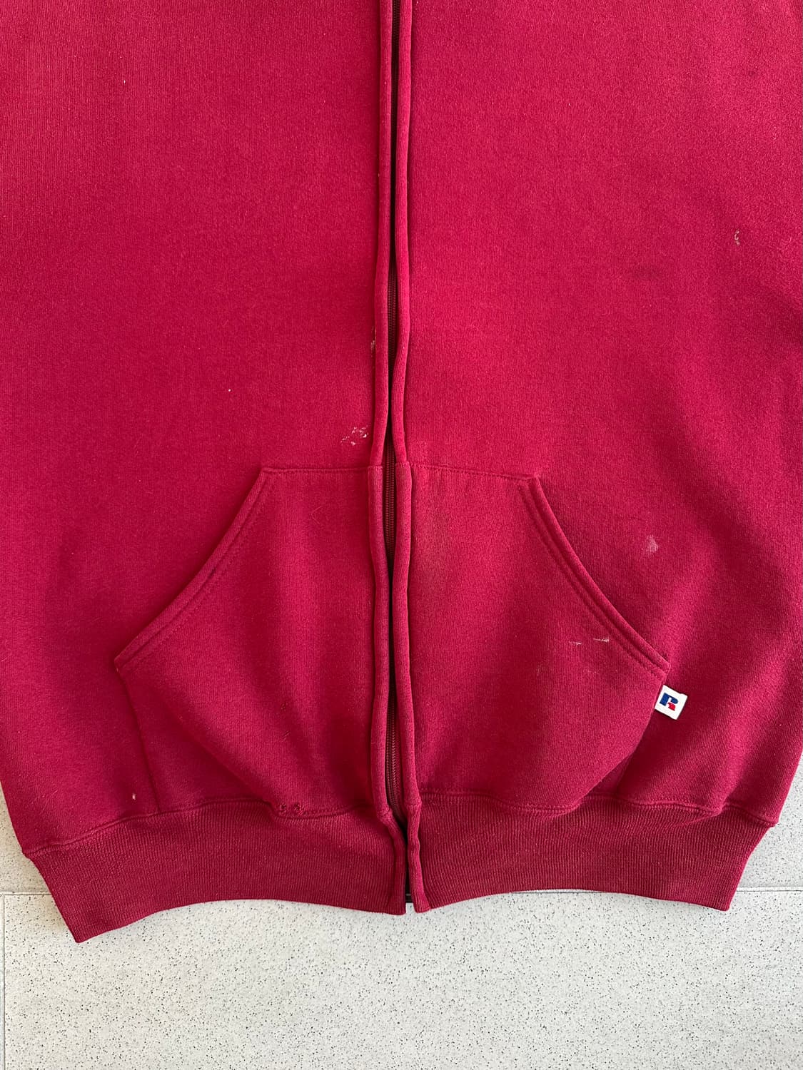 90s 빈티지 러셀 후드집업 레드 L USA 상품이미지3