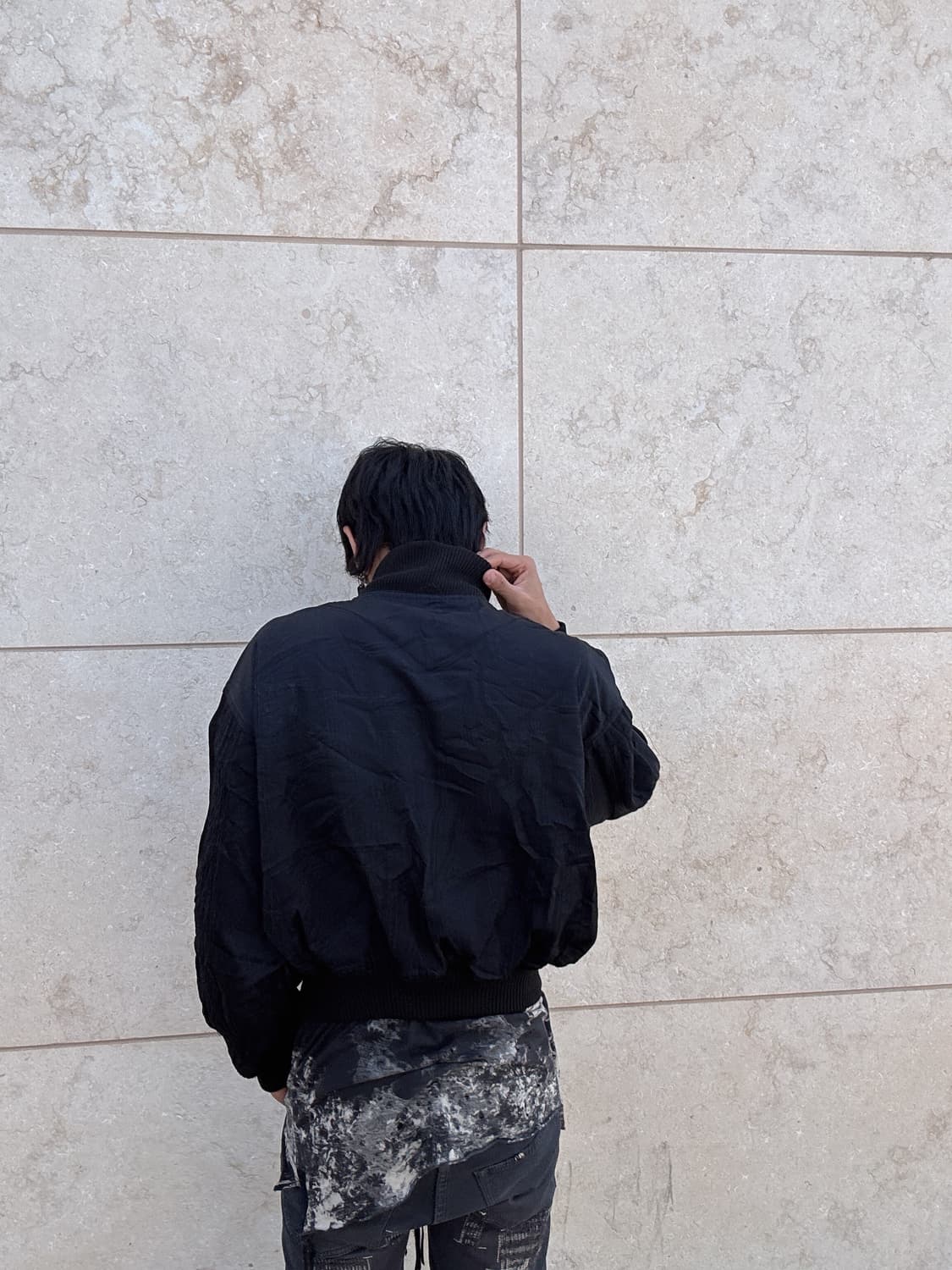 Y2K Bomber-Fit Black Work Jacket 상품이미지3