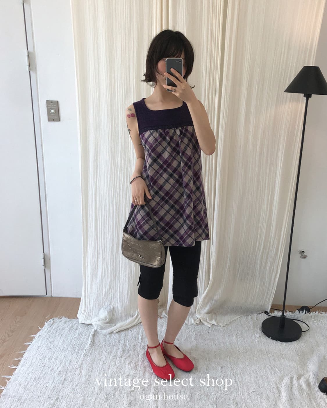 vintage check layered mini dress 상품이미지2