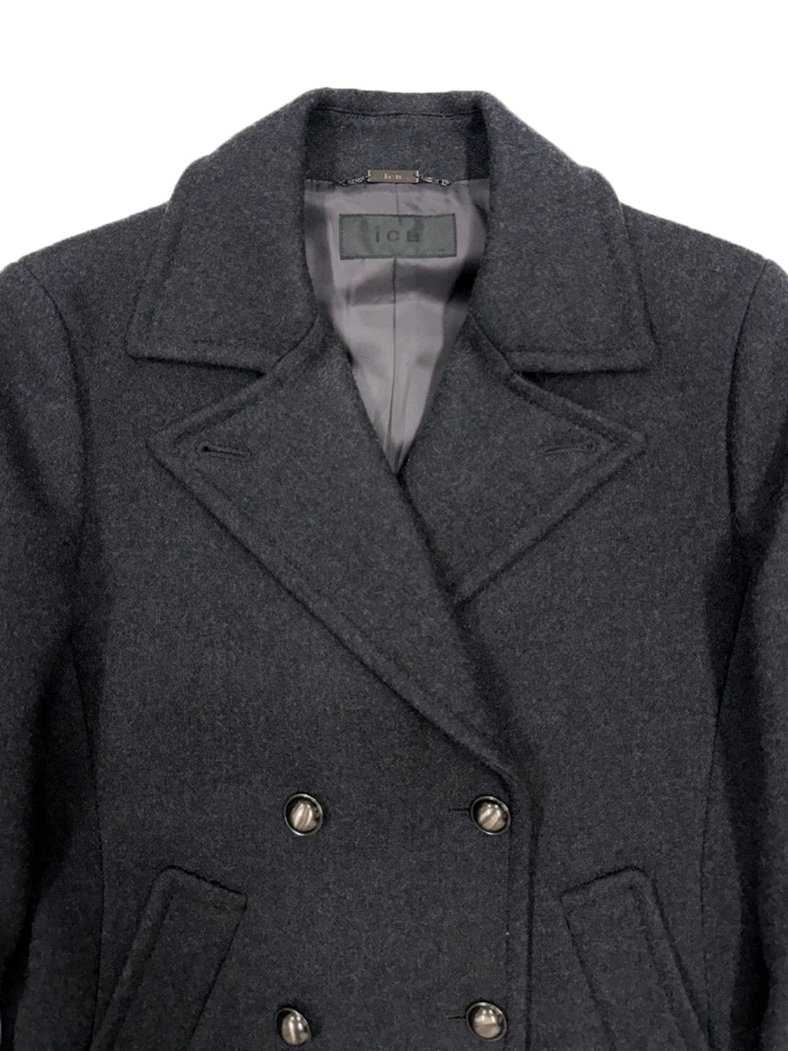 빈티지 iCB 그레이 슬림핏 울 숏 더블 코트 상품이미지3