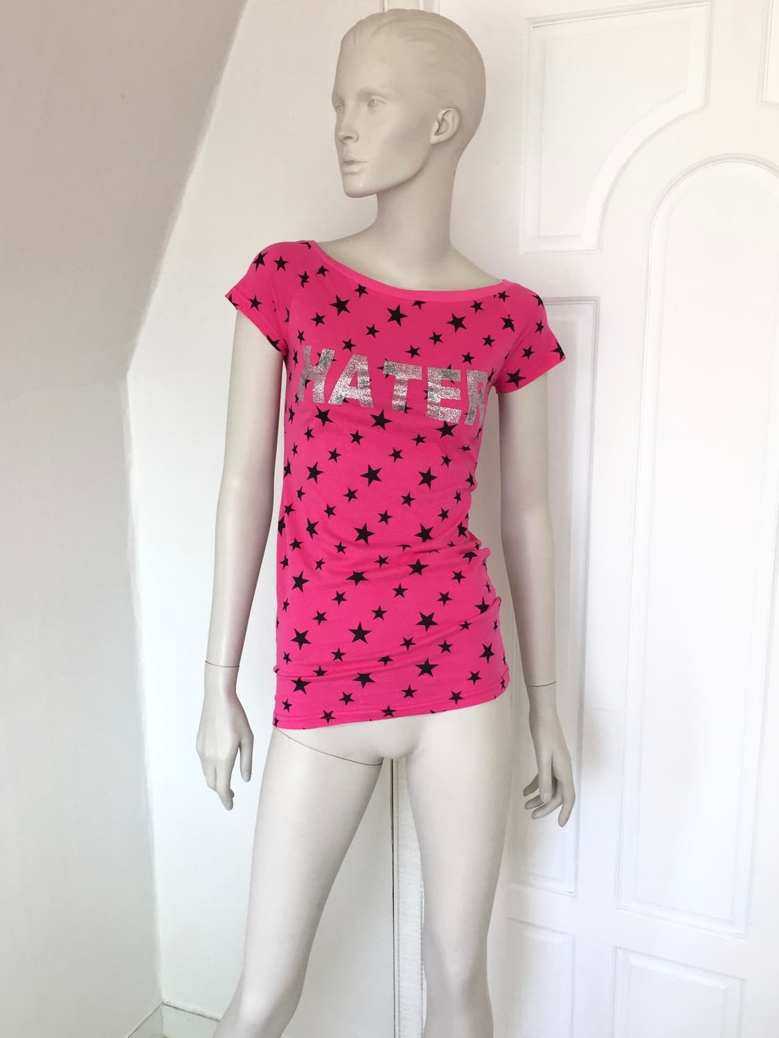 Hot Pink Star Print Long Slim-Top 상품이미지2