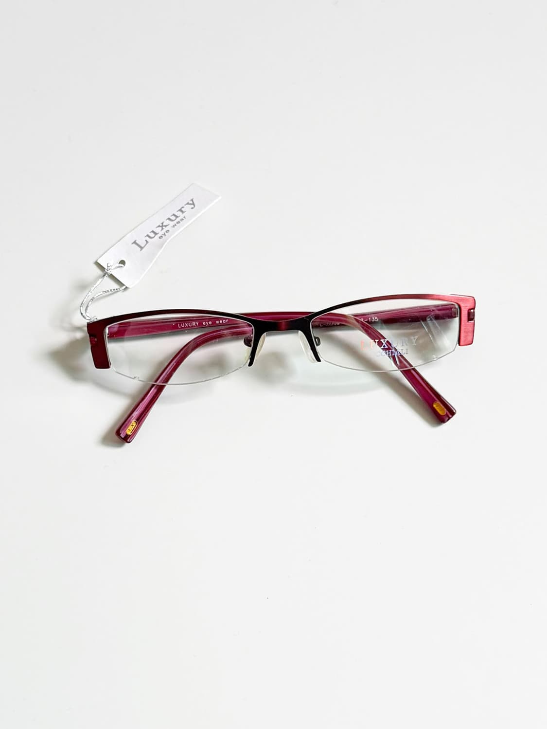 LUXURY Occhiali 반무테 스퀘어 레드 메탈 빈티지 안경 상품이미지1