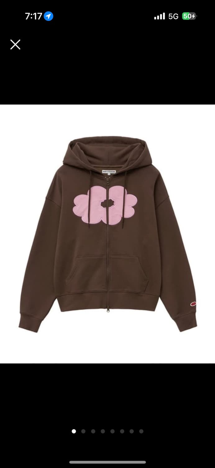 (새상품) 데이지신드롬 플로랄 후드집업 브라운 1 상품이미지1