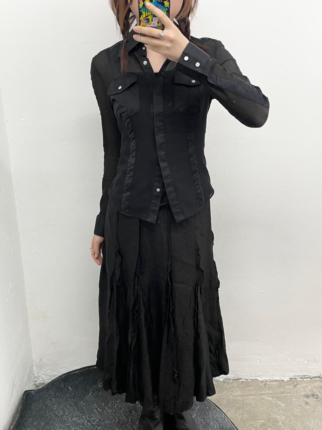 블랙 고딕 프릴 디테일 스커트 상품이미지4